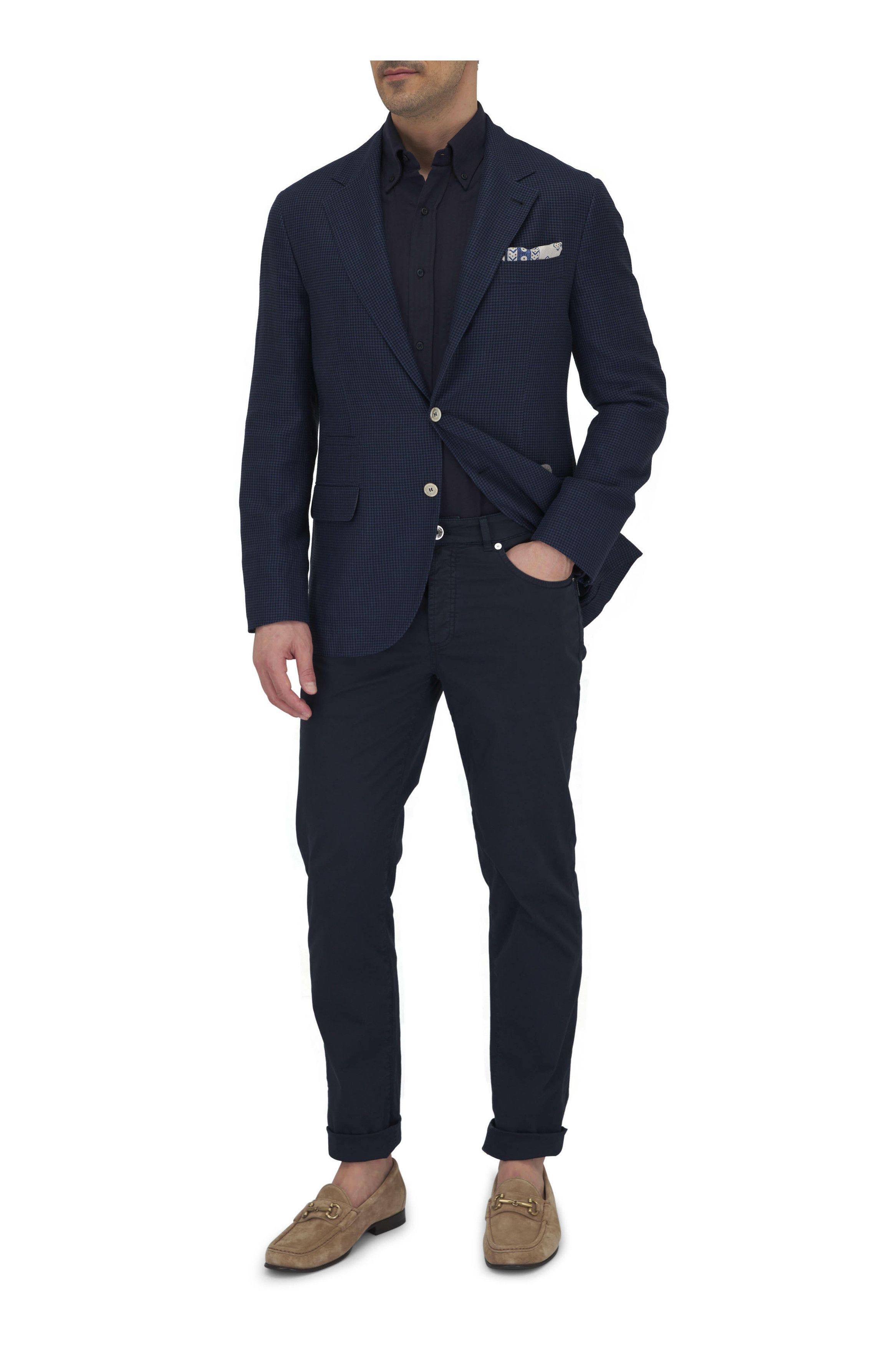 Brunello Cucinelli o1mtch0225 Wool Linen & Silk Sportcoat in Navy Size US L / EU 52-54 / 3 - 2 Thumbnail
