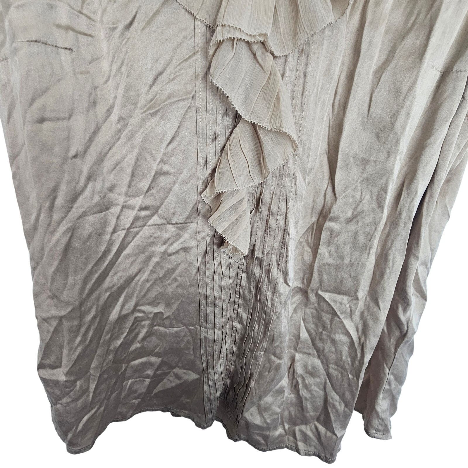 White House Black Market White House Black Market Silk Blouse Ruffle Quiet Luxury L Size L / US 10 / IT 46 - 3 Thumbnail