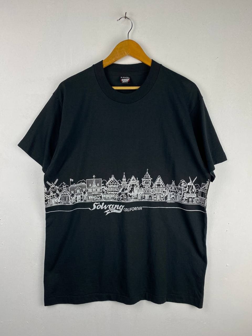 image of Avant Garde x California Arts Vintage Solvang California Mirror Design Tee in Black, Men's (Size XL