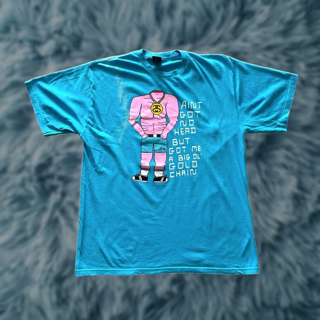 Vintage VINTAGE STUSSY SHIRT Collab with David Shrigley No head XL Blue Mens Graphic Print Short Sleeve T-Shirt 23.25” Chest 30” Length Size US XL / EU 56 / 4 - 1 Thumbnail