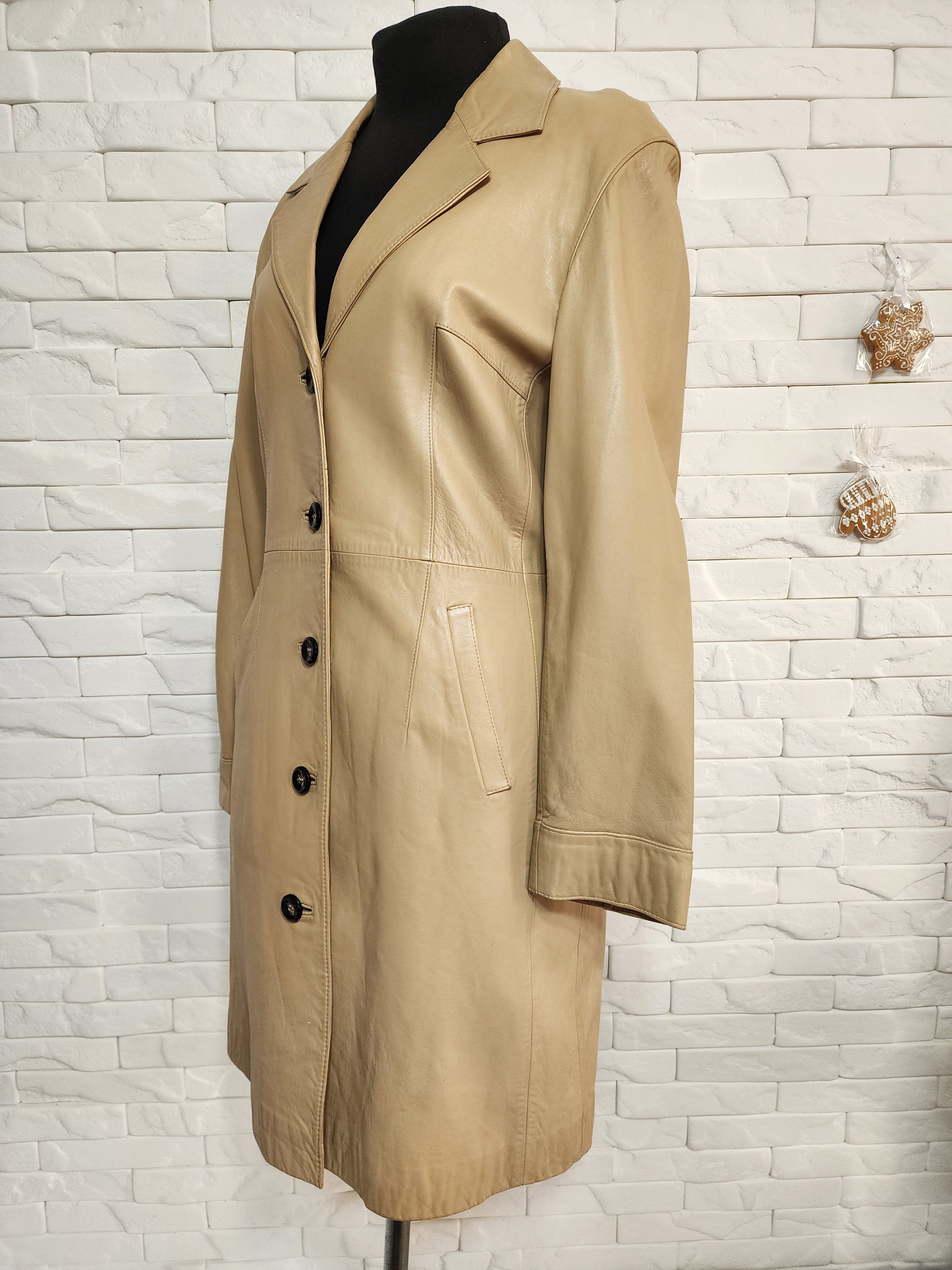 Genuine Leather Brown Leather Trench Coat: Women's Long Leather Raincoat Size L / US 10 / IT 46 - 4 Thumbnail