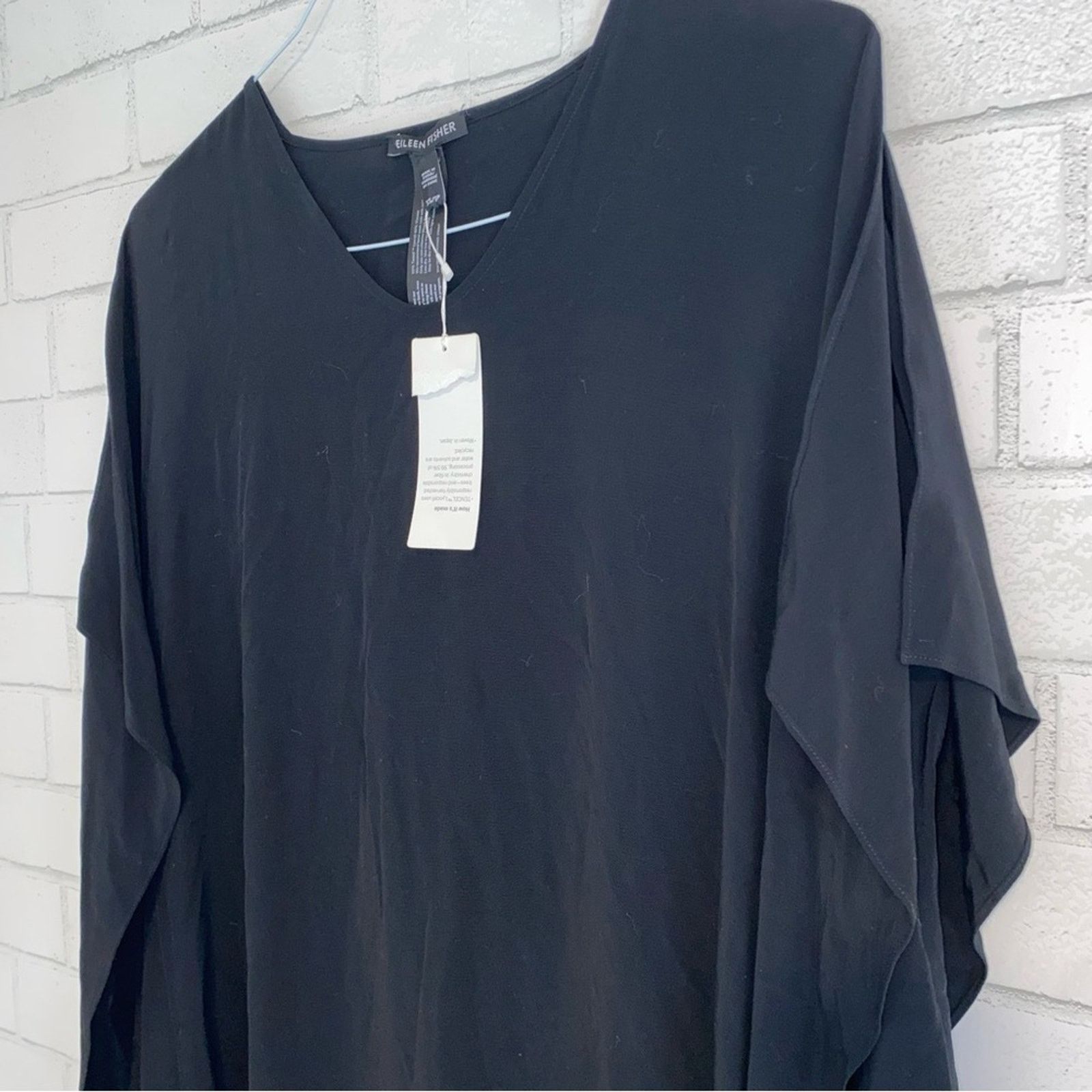 Eileen Fisher New $278 Eileen Fisher Tencel Black V Neck Caftan Dress XS Size XS / US 0-2 / IT 36-38 - 8 Thumbnail
