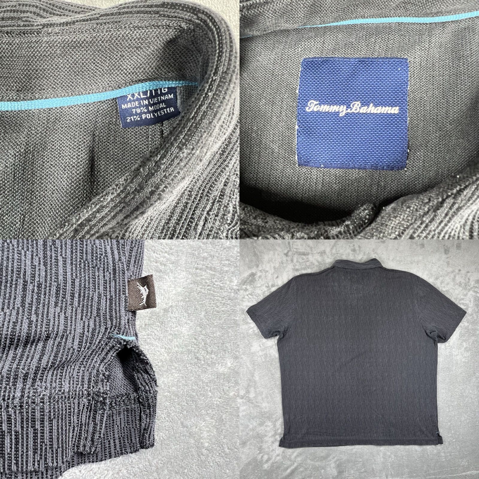 Tommy Bahama Tommy Bahama Polo Shirt Men XXL Dark Gray Short Sleeve Beach Casual Modal Polyester Logo Regular Fit Shirt Size US XXL / EU 58 / 5 - 8 Thumbnail