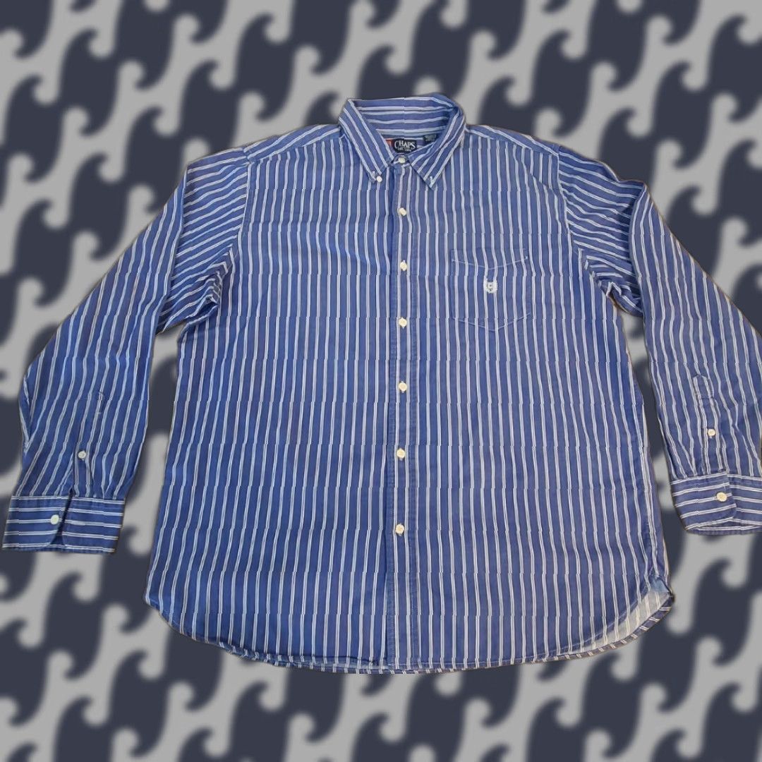 Chaps CHAPS Shirt Long Sleeve Button-Up Striped Blue XL Mens Size US XL / EU 56 / 4 - 1 Thumbnail