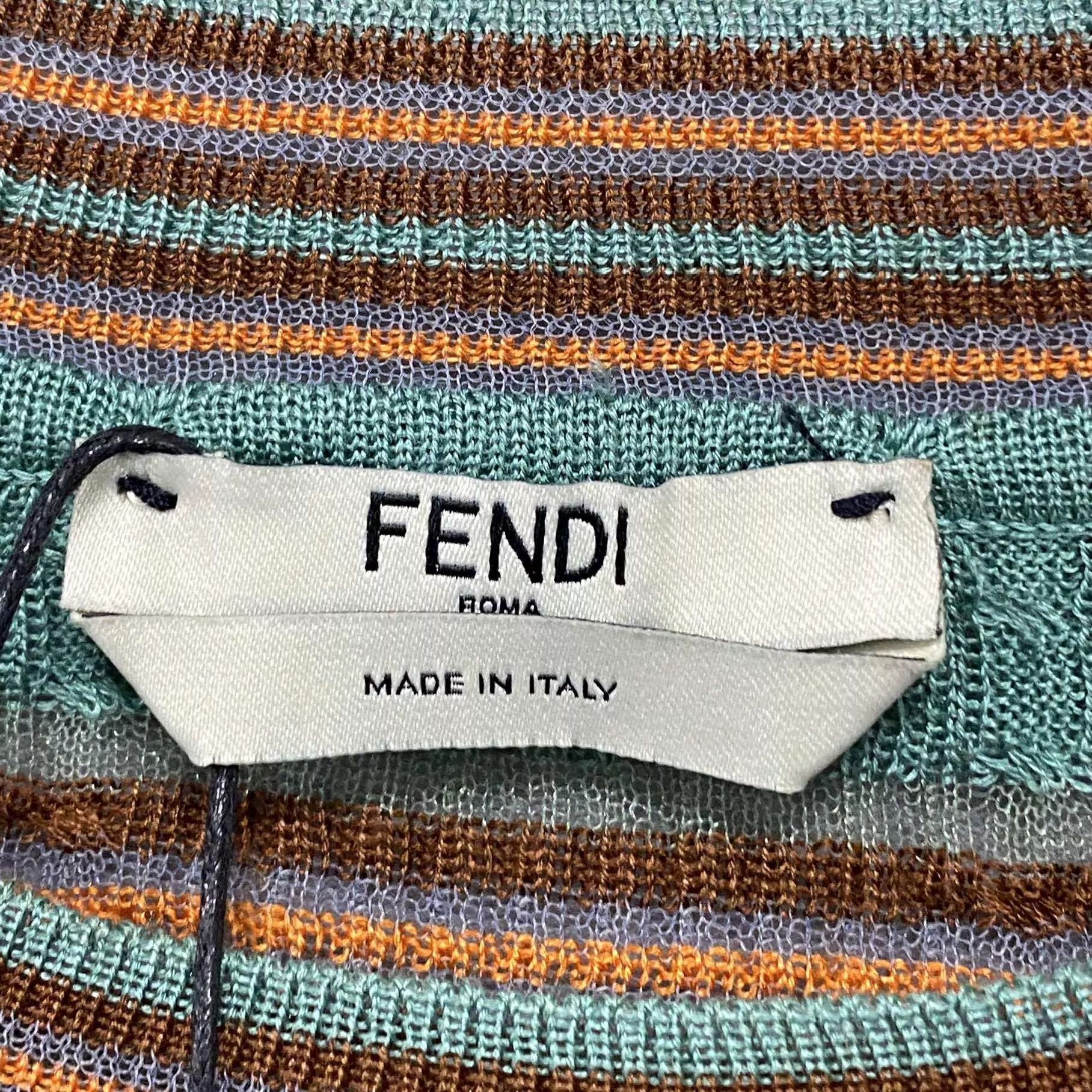 Fendi FENDI Women's Striped Silk Knit Top 38 Size XS / US 0-2 / IT 36-38 - 4 Thumbnail