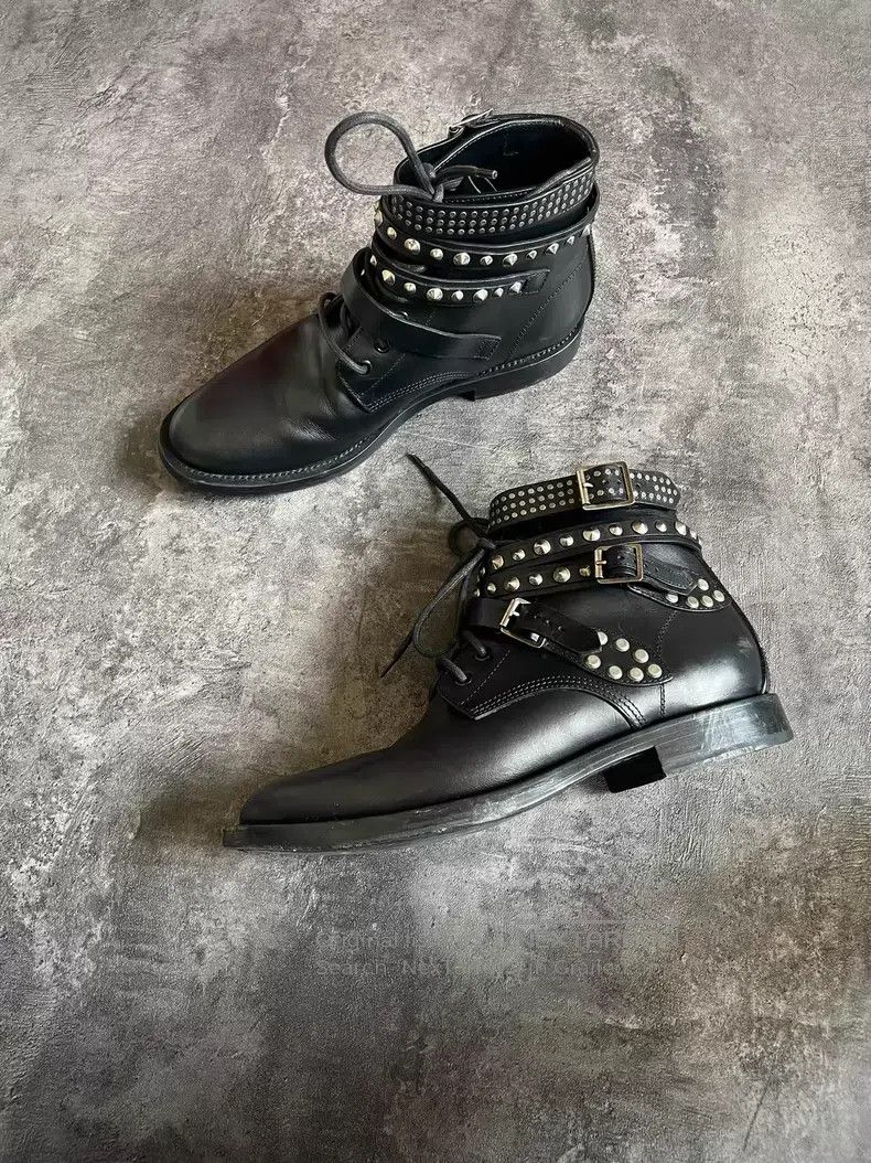 Saint Laurent Paris Saint Laurent Paris Belted Studs Biker Short Boots i Size US 8.5 / EU 41-42 - 4 Thumbnail
