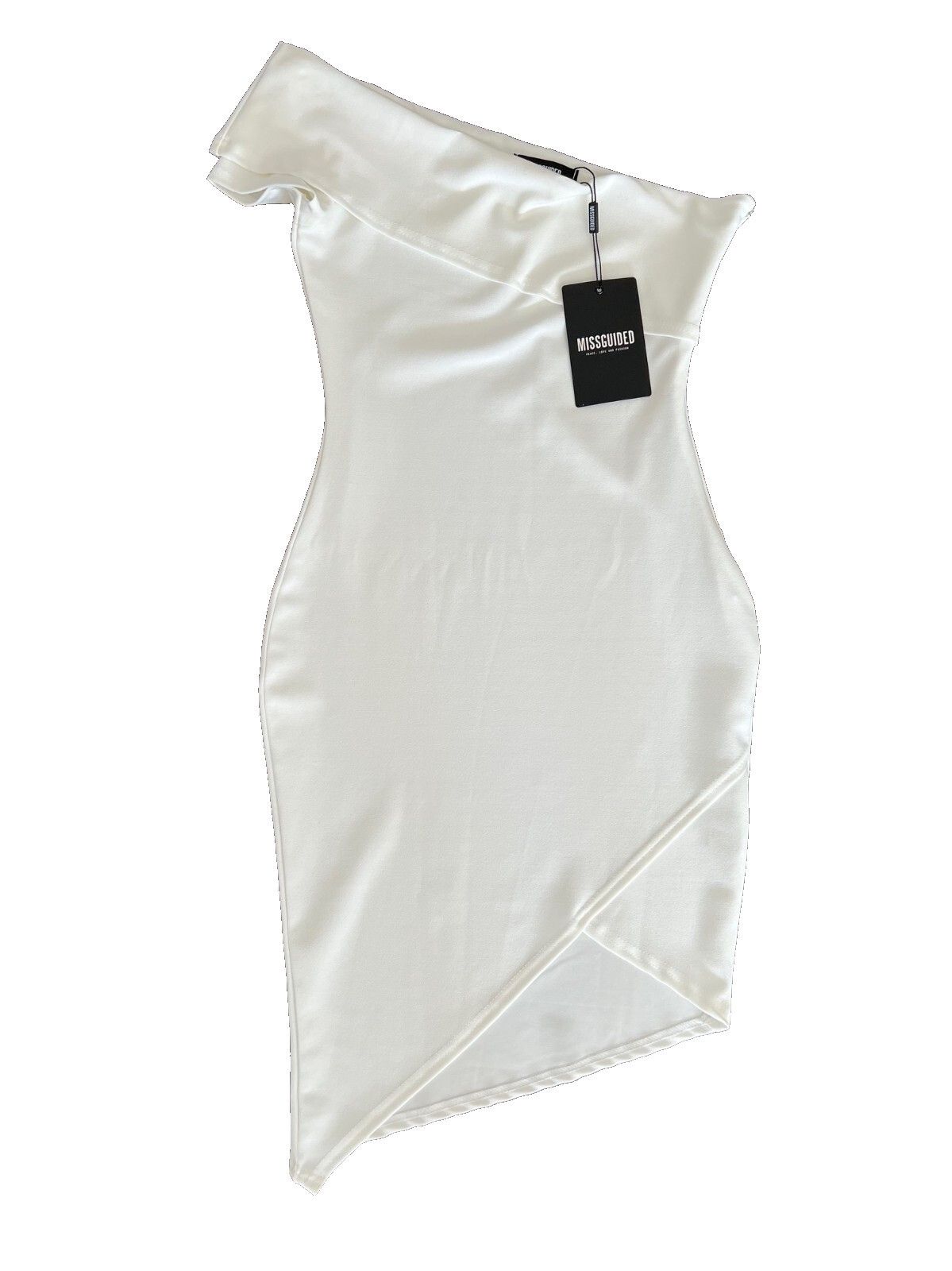 Missguided Miss Guided Asymmetric White Dress ( US 4 ) Size S / US 4 / IT 40 - 1 Thumbnail