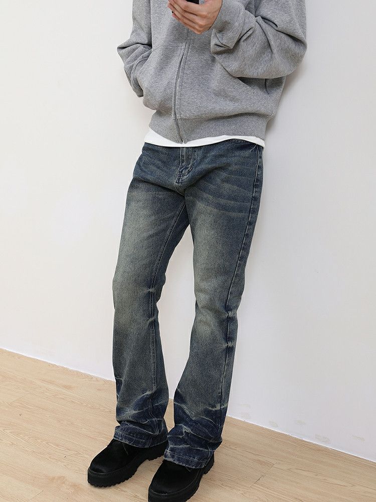 washed faded grunge bootcut jeans