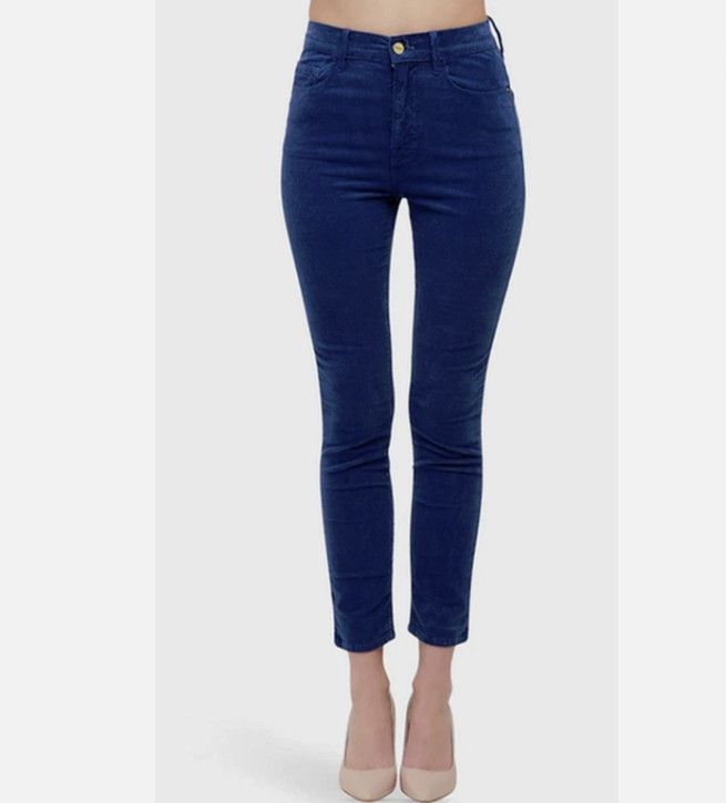 Frame Frame Ali High Rise Slim Corduroy Pants Twilight Navy ( 27 ) Size 27" / US 4 / IT 40 - 1 Thumbnail