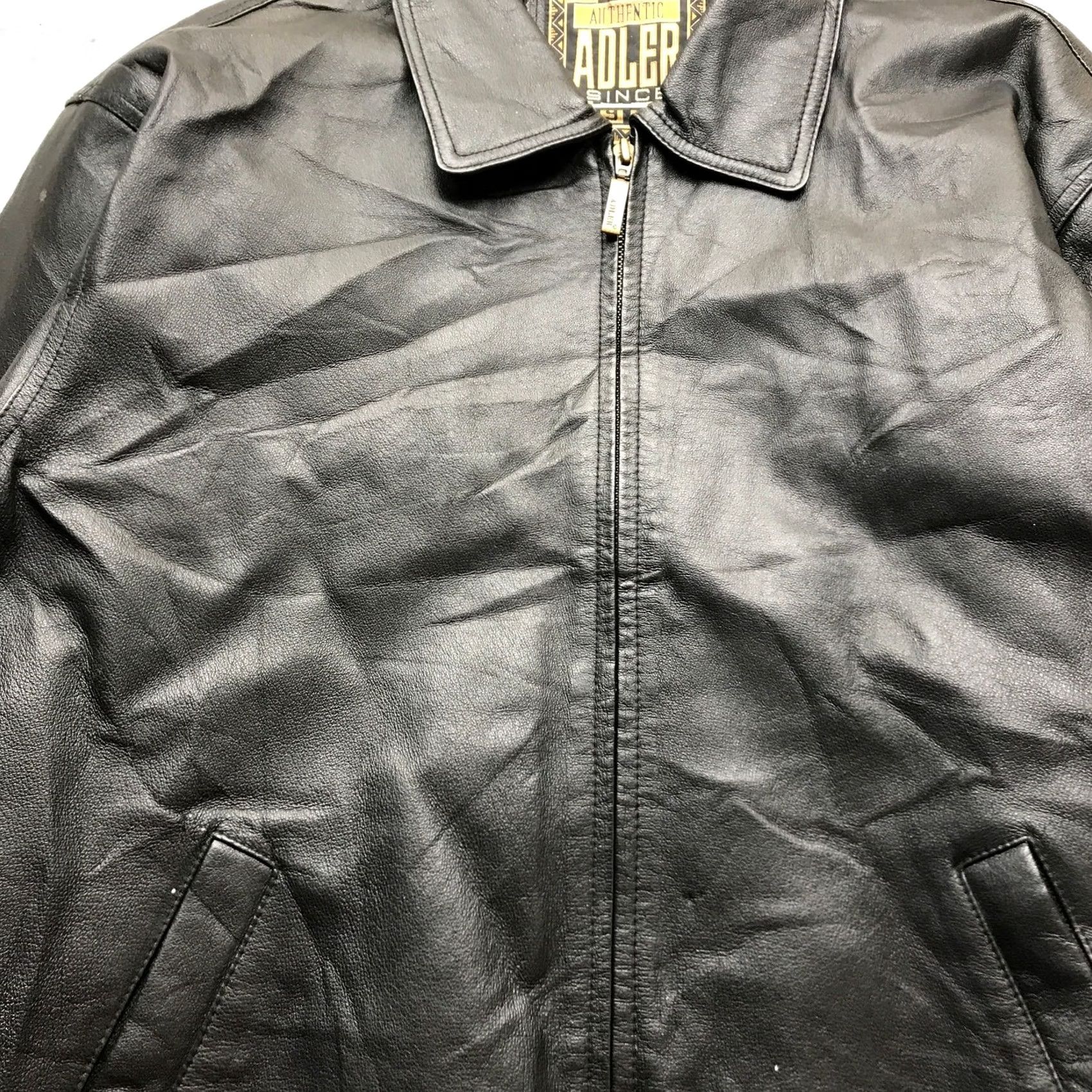 Vintage VINTAGE Adler Authentic Genuine Leather Lined Bomber Flight Aviator Jacket XL Men Black Full Zip Pockets Size US XL / EU 56 / 4 - 7 Thumbnail