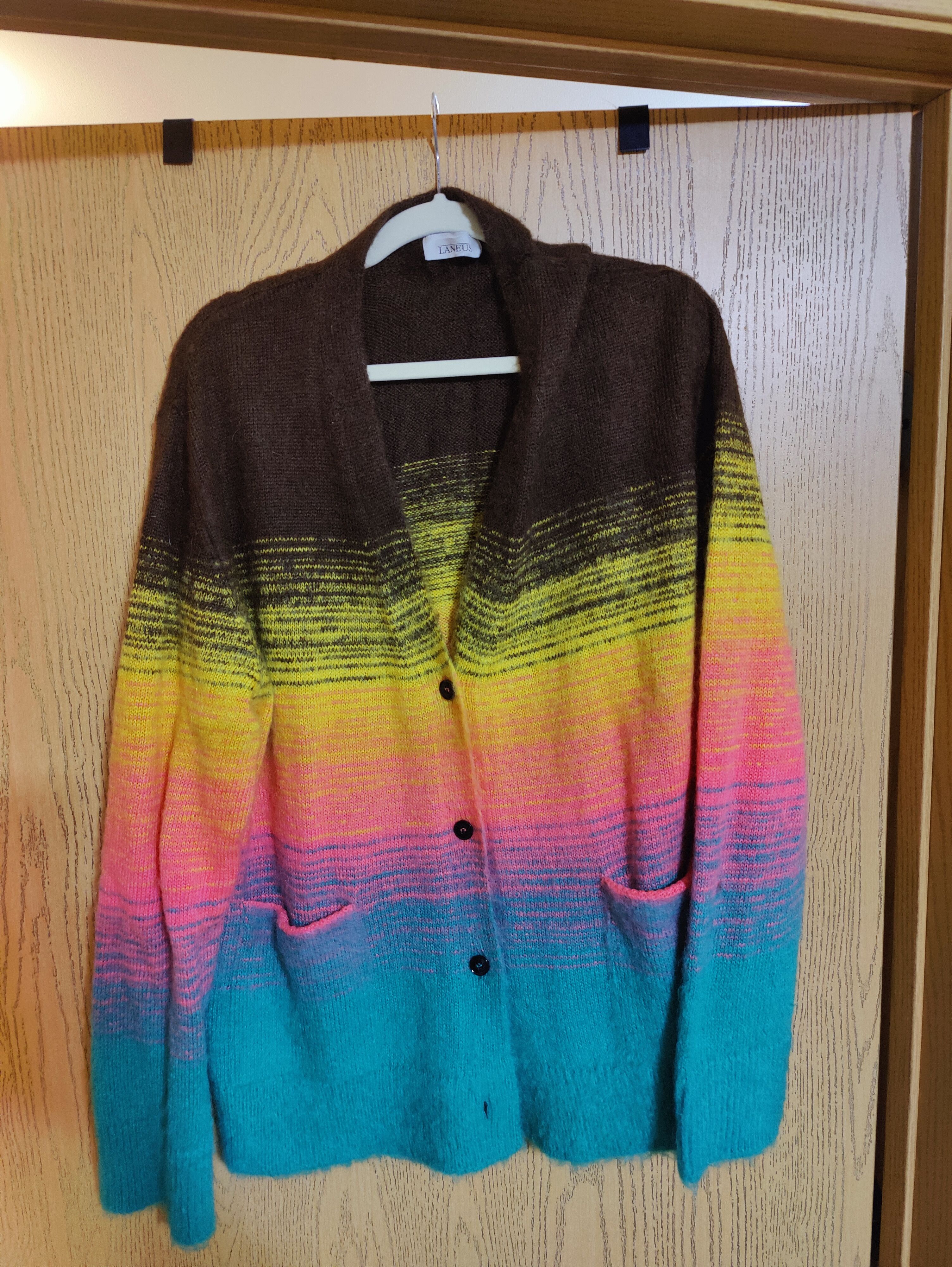 image of Laneus Multicolour Mohair Blend Stripe Cardigan - It 50, Men's (Size Large)