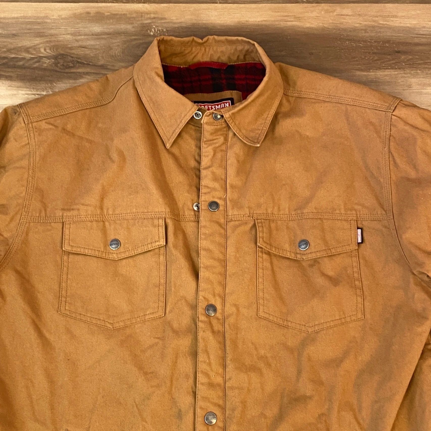 Vintage Craftsman Men L Canvas Plaid Fleece Lined Work Jacket Snap Button Shirt Coat Size US L / EU 52-54 / 3 - 2 Thumbnail