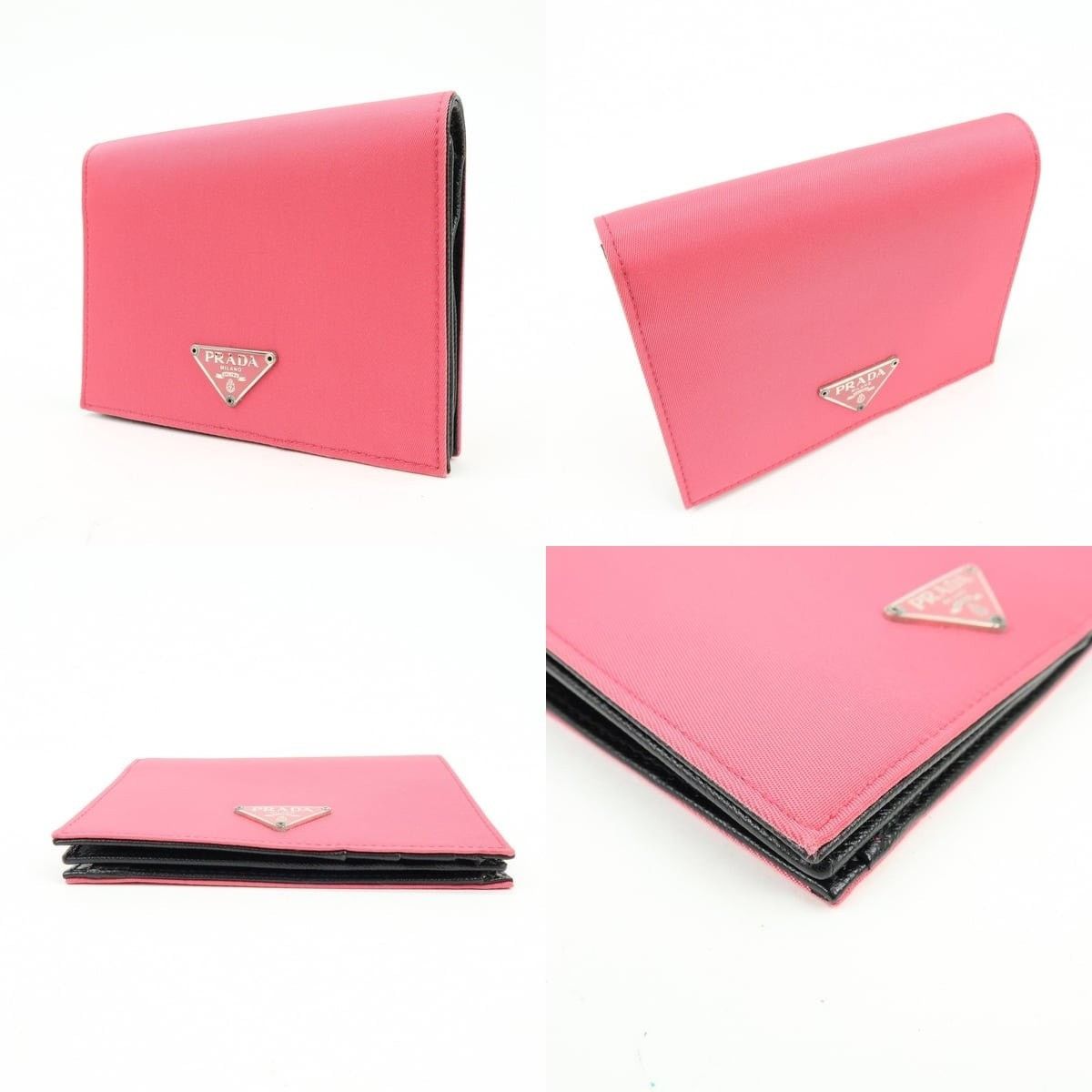 Prada Prada Triangle Logo Nylon Compact Wallet Pink Size ONE SIZE - 3 Thumbnail