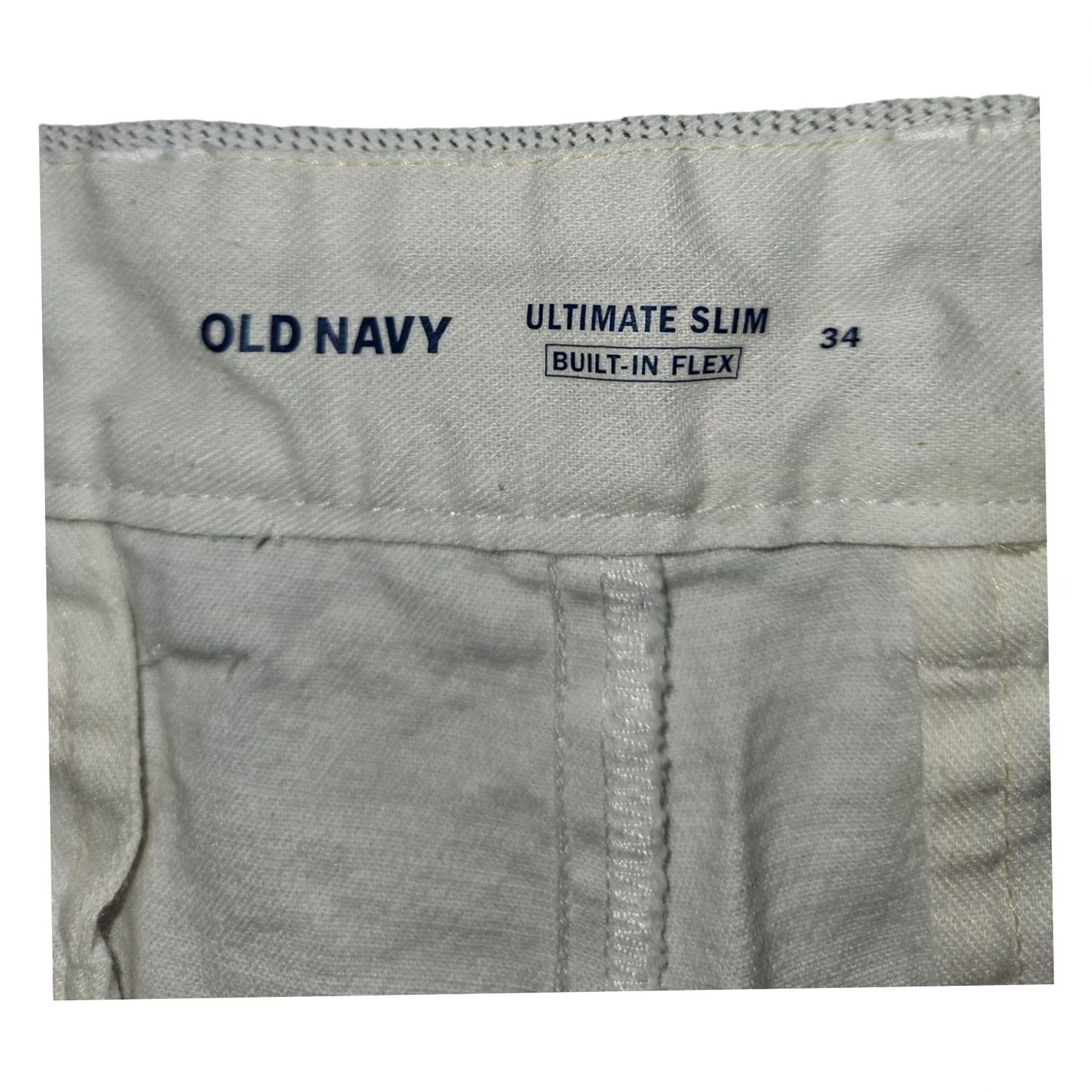 Old Navy Old Navy Chino Shorts Men's 34 White Striped Flat Front Mid Rise 9in Inseam Slim Built In Flex Casual Preppy American Outdoor Size US 34 / EU 50 - 2 Thumbnail