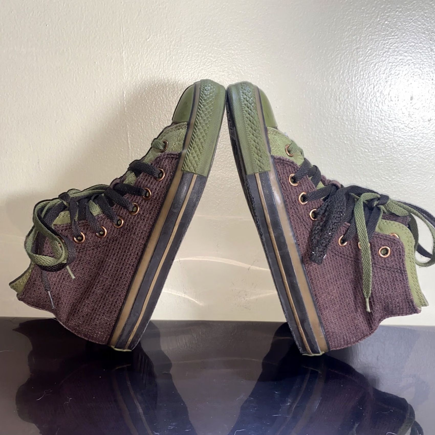 Vintage Chuck Taylor All Star Double Tongue Sneaker Green Brown Size 8 Women US Shoe Size 8 Green Style Athletic Stars Size US 8 / IT 38 - 7 Thumbnail