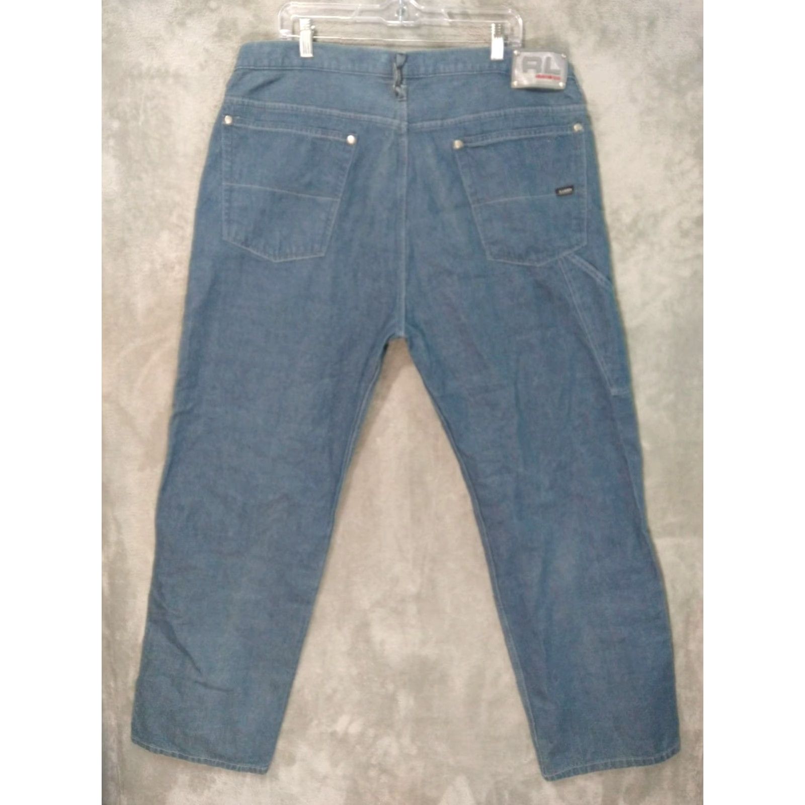 Ralph Lauren VINTAGE Polo Jeans Co. Mens Jeans 38x32 Blue Denim Carpenter Baggy Skate 90s Mens 5-Pocket Design Straight Cotton Denim Rise High Size US M / EU 48-50 / 2 - 2 Thumbnail