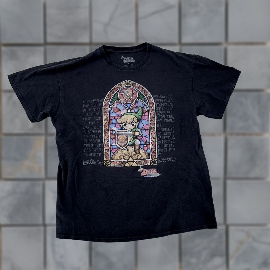 Nintendo VINTAGE The Legend of Zelda Wind Waker HD T-Shirt Mens M/L Link Nintendo Video Game Shirt Graphic Print Cotton Black Crew Neck Short Sleeve Mens Size US M / EU 48-50 / 2 - 1 Thumbnail