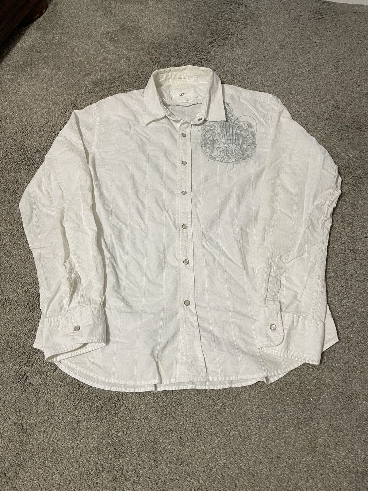 Affliction × BKE × Vintage Vintage Y2K Cross Shirt Mens Size XL Pearl Snap Grunge Style Size US XL / EU 56 / 4 - 2 Thumbnail