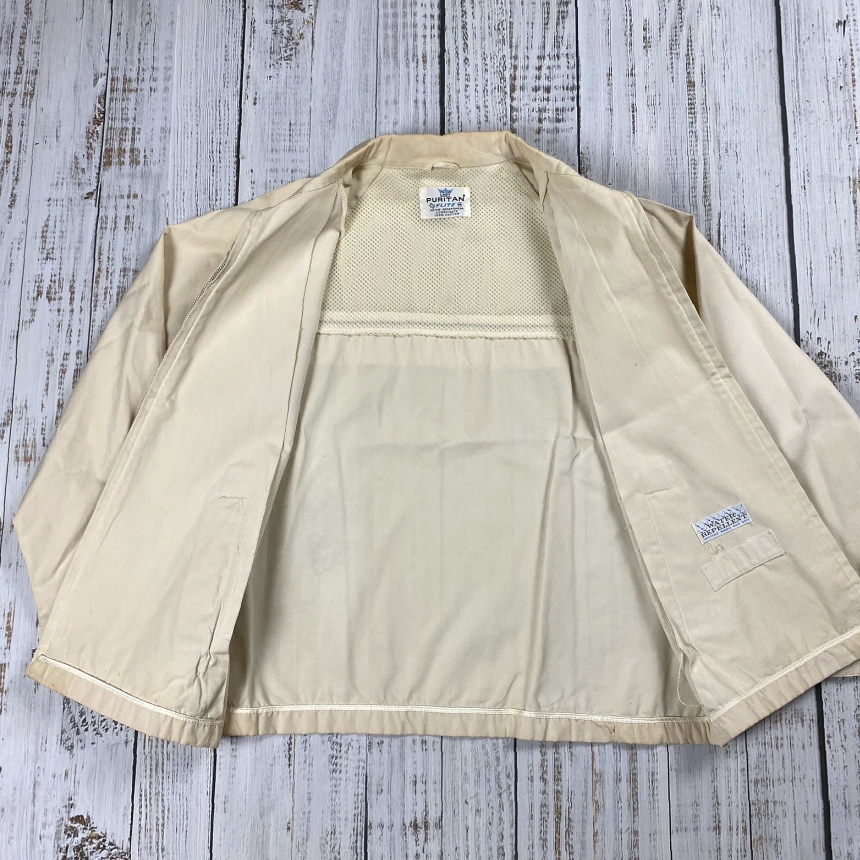 Vintage VINTAGE 1960s Puritan Womens Ivory GABARDINE Lightweight Windbreaker Jacket M/L Girls Size M / US 6-8 / IT 42-44 - 6 Thumbnail