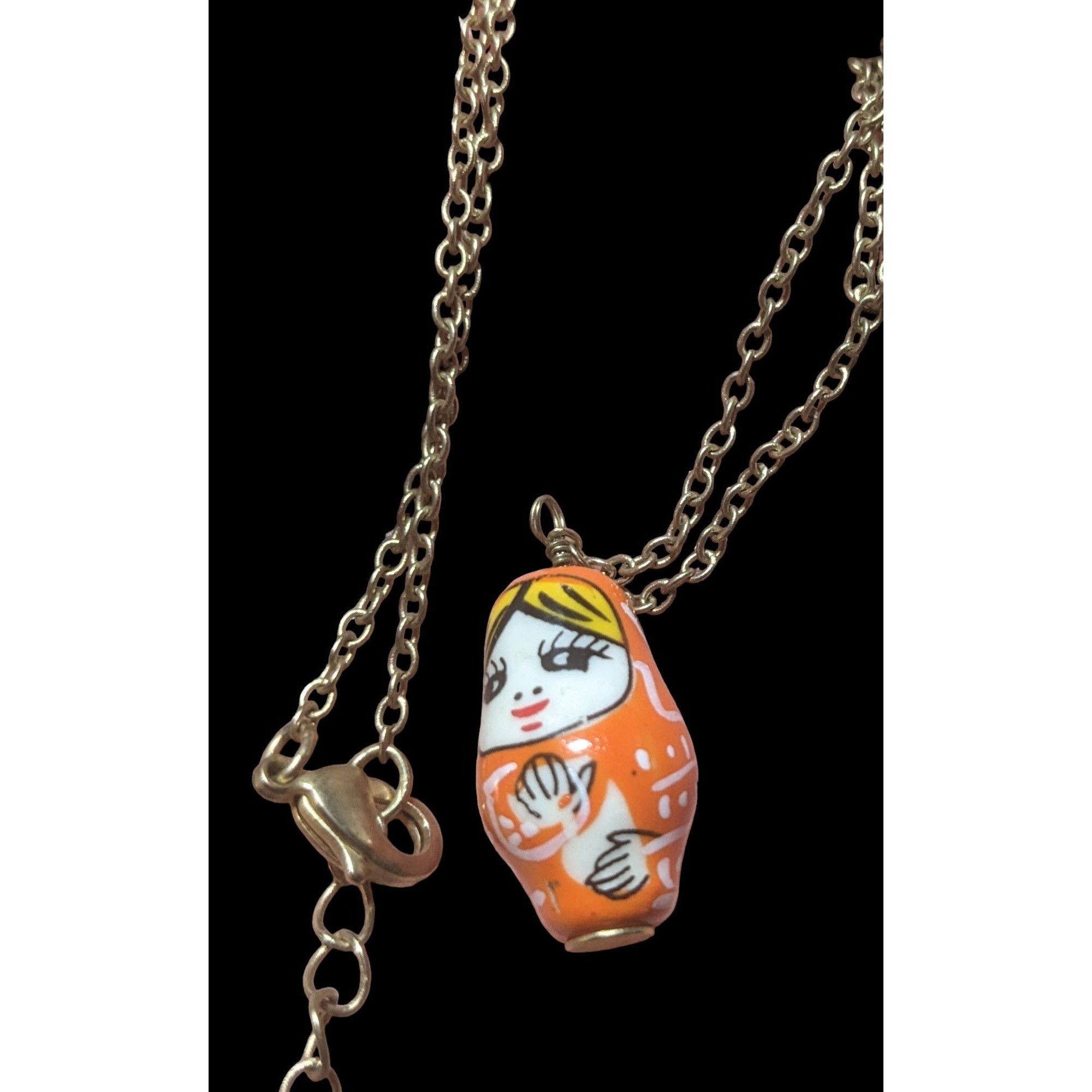 Other Retro Orange Russian Nesting Doll Necklace Size ONE SIZE - 2 Thumbnail