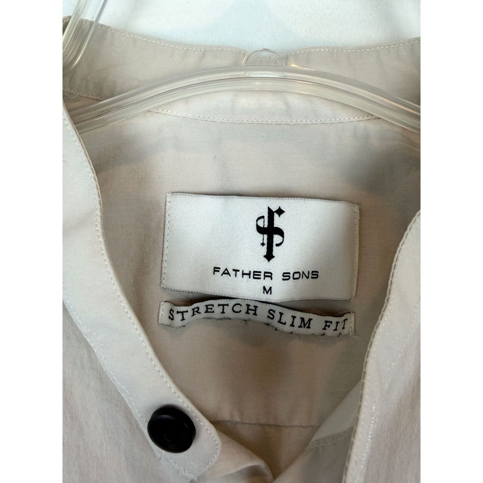 Vintage Father Sons Button-Up Shirt Mens M Beige Stretch Slim Fit Mission Collar Shirt Size US M / EU 48-50 / 2 - 6 Thumbnail