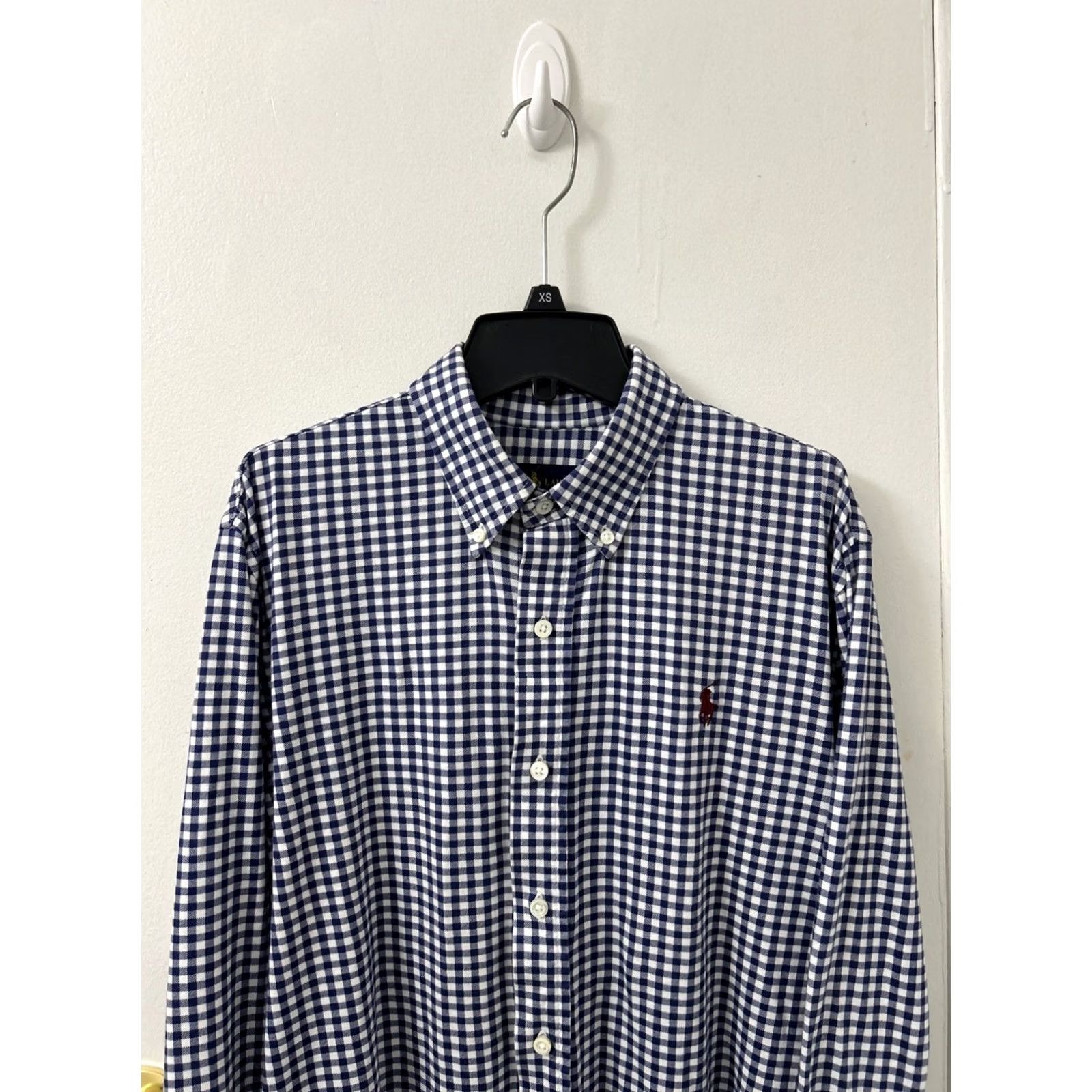 Ralph Lauren Ralph Lauren Knit Dress Shirt Mens L Blue Plaid Button-Down L/S Cotton Knit 28" 25" Pit to Pit Size 42R - 2 Thumbnail