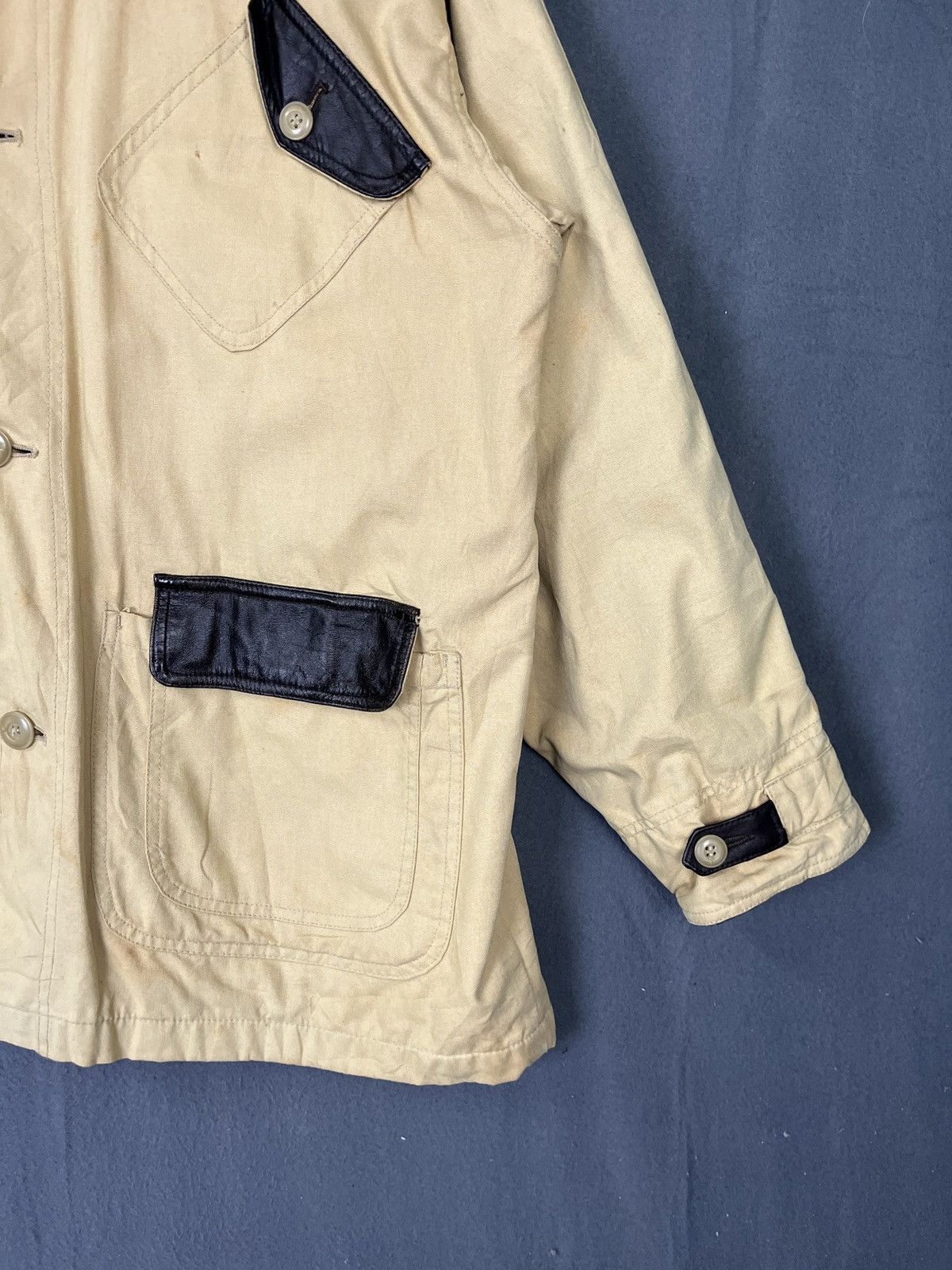 Japanese Brand × Vintage Concret Japan Work Chore Jacket Duck Canvas + Leather Plaid Size US XL / EU 56 / 4 - 5 Thumbnail