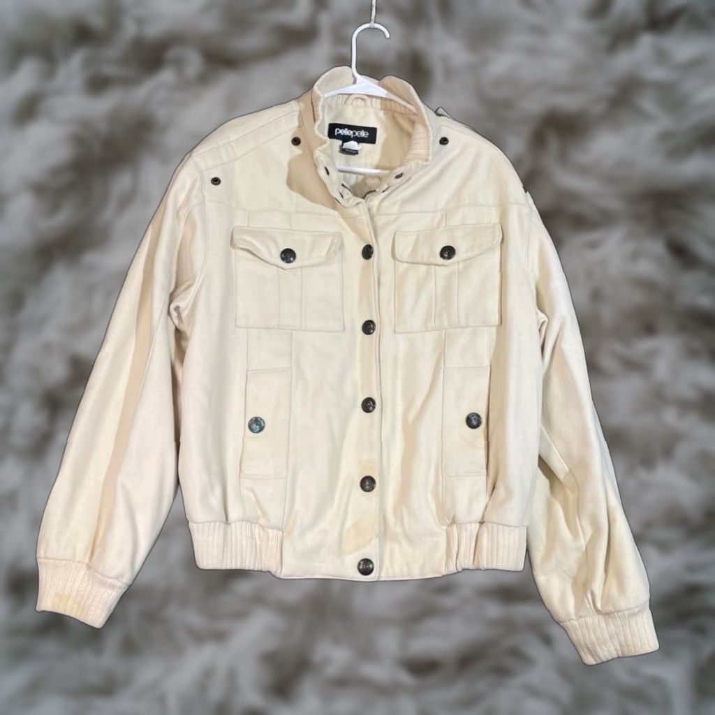 Pelle Pelle Pelle Pelle Utility Jacket 3XL Beige Wool Blend Full Zip Hip Hop Y2K Streetwear Mens Big & Tall Wool Beige 3XL Size US XXL / EU 58 / 5 - 1 Thumbnail