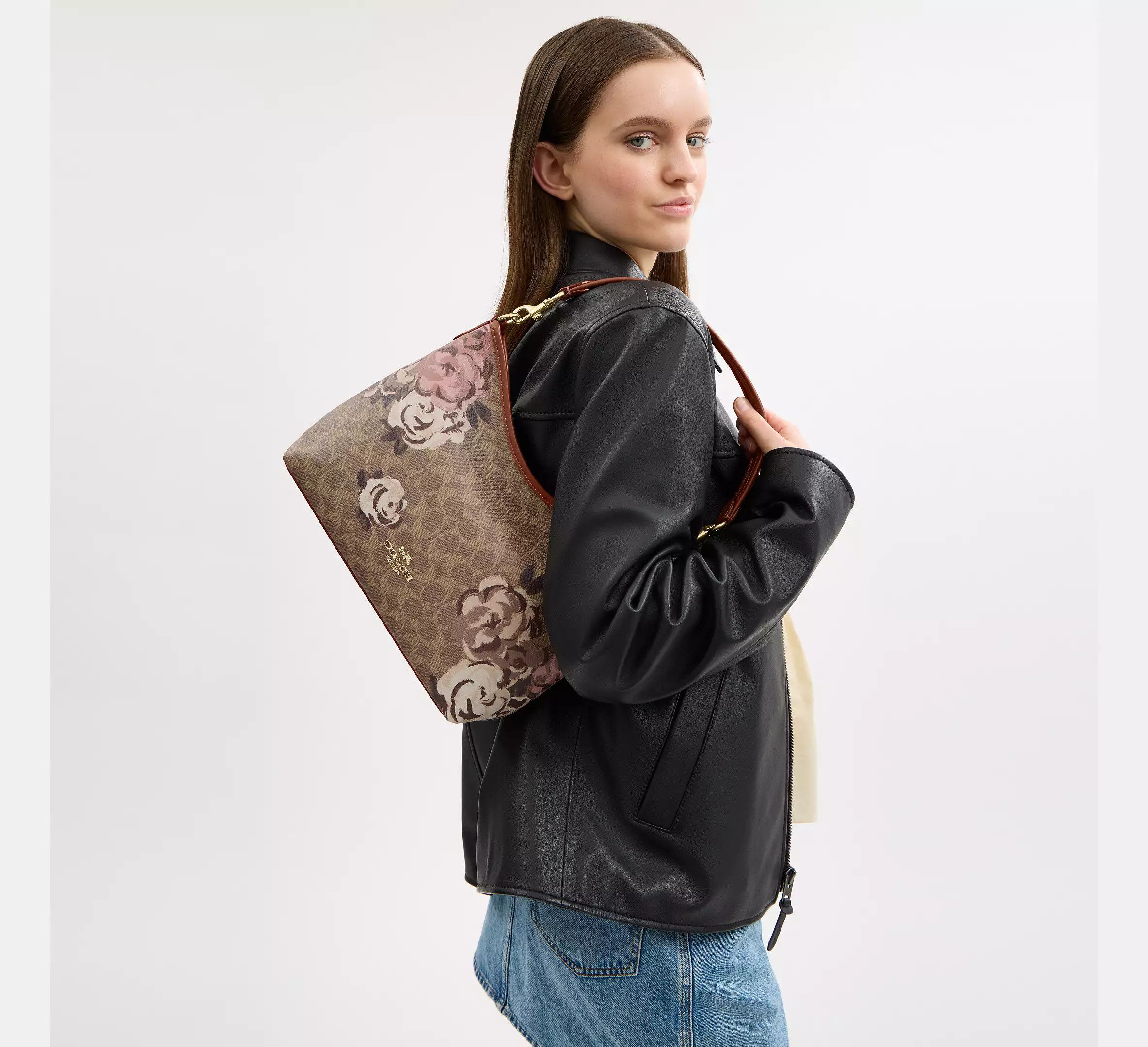 Coach Laurel Shoulder Bag In Signature Canvas With Rose CY729 Size ONE SIZE - 7 Thumbnail