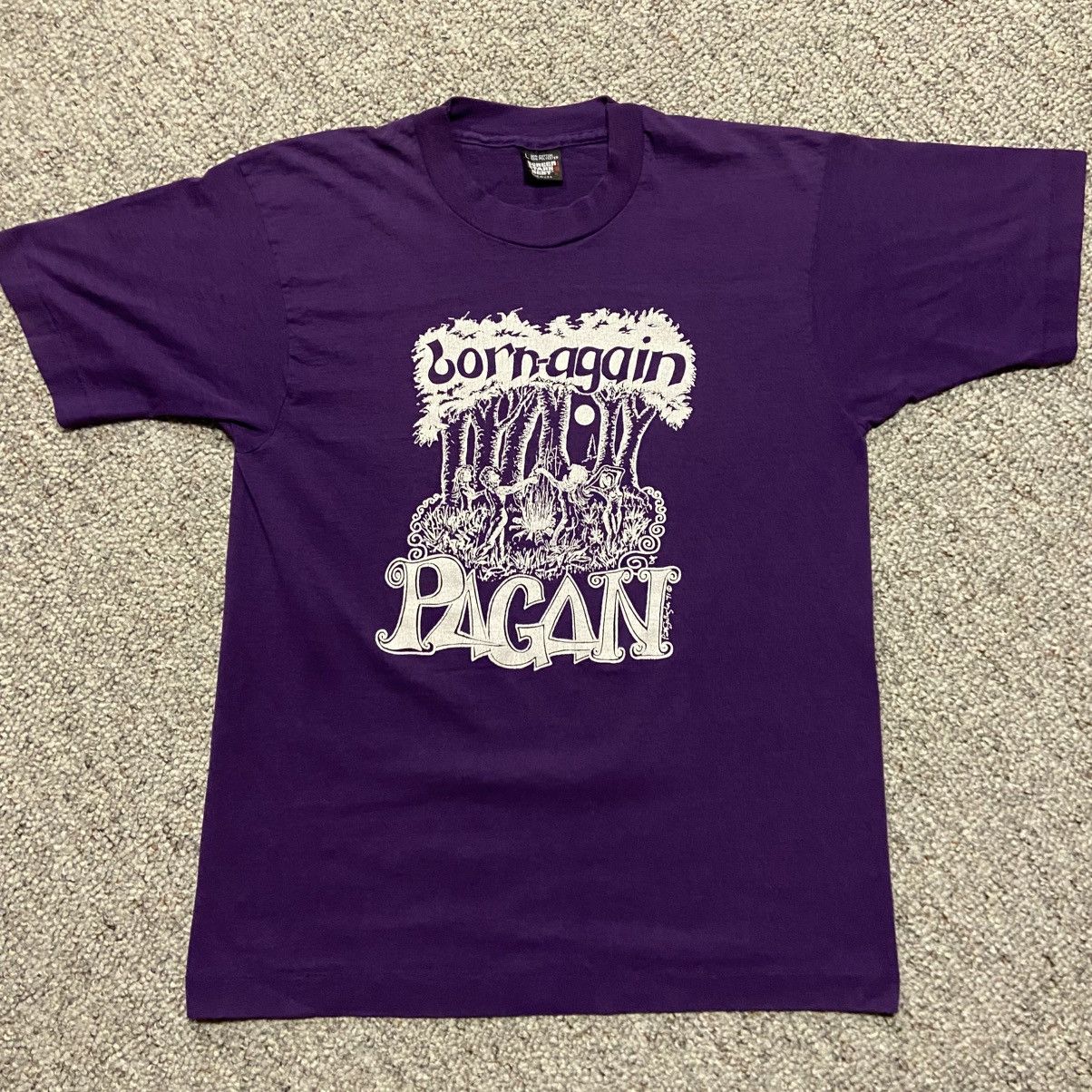 Vintage 90s 1995 Wiccan Born Again Pagan shirt Size US L / EU 52-54 / 3 - 3 Thumbnail