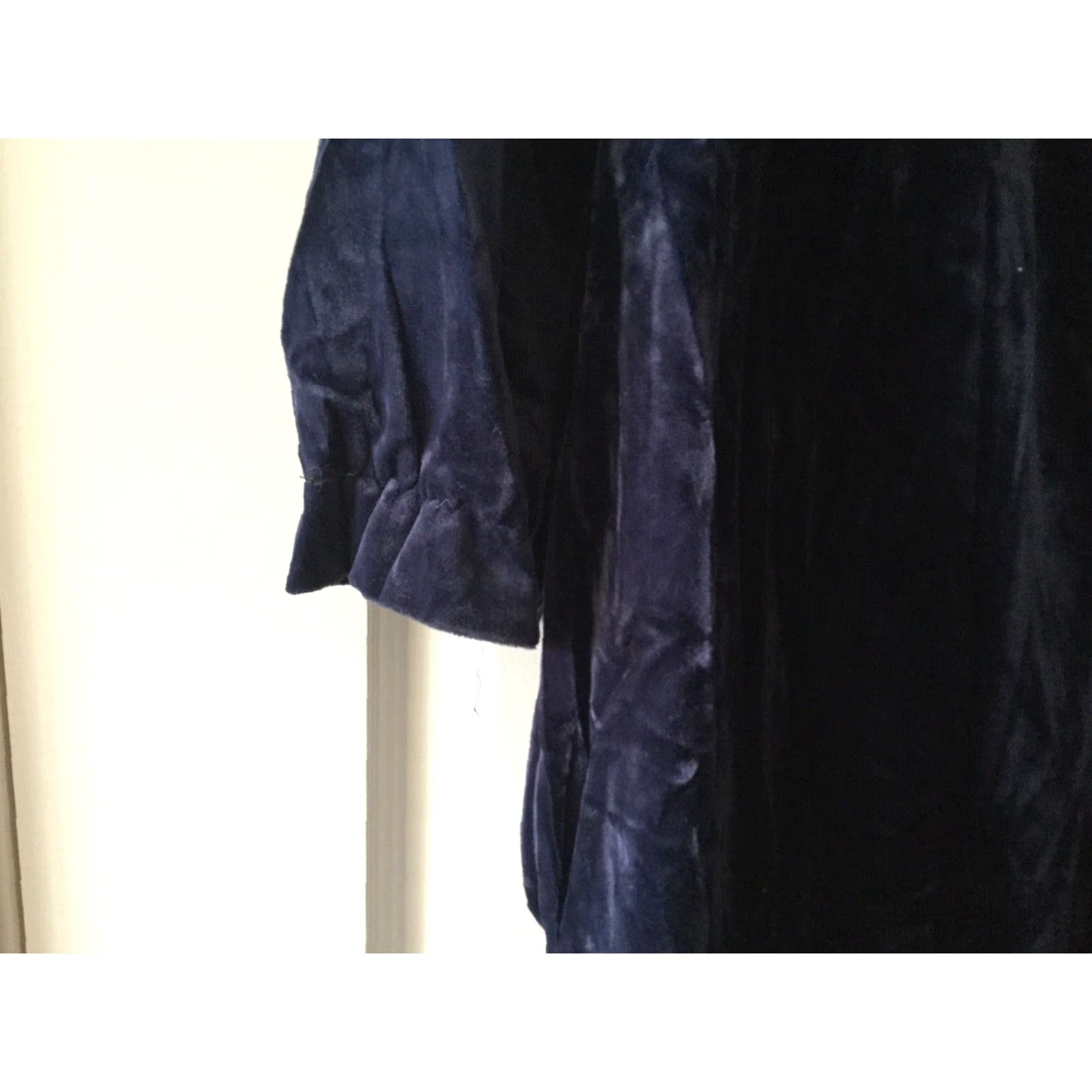 Vintage Vintage Heather's Collection Velour Blue Small Robe Housecoat MADE IN USA Size ONE SIZE - 2 Thumbnail