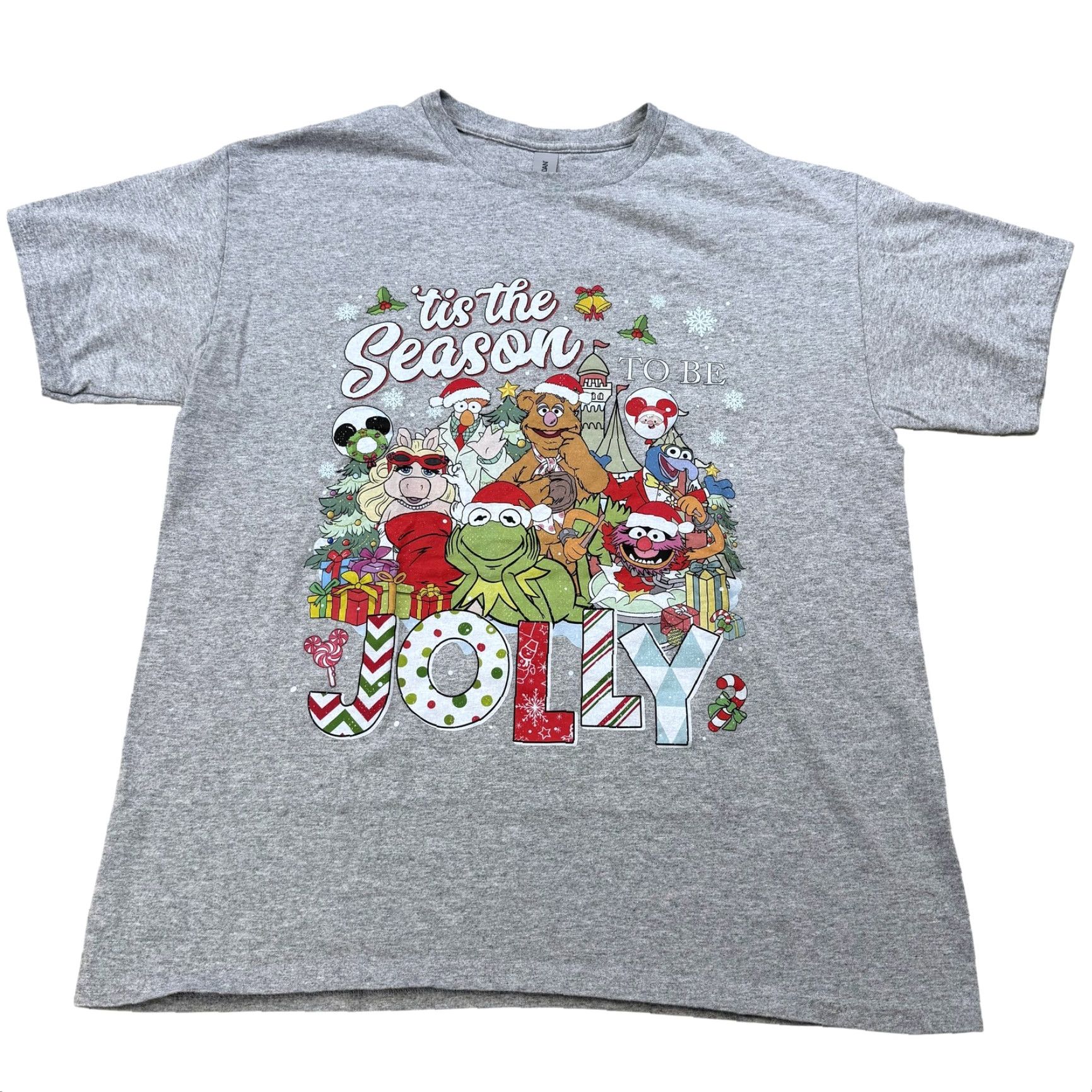 Gildan The Muppets Cast Christmas Shirt Men Large Gray Jolly Tis The Season Disney Tee Size US L / EU 52-54 / 3 - 2 Thumbnail