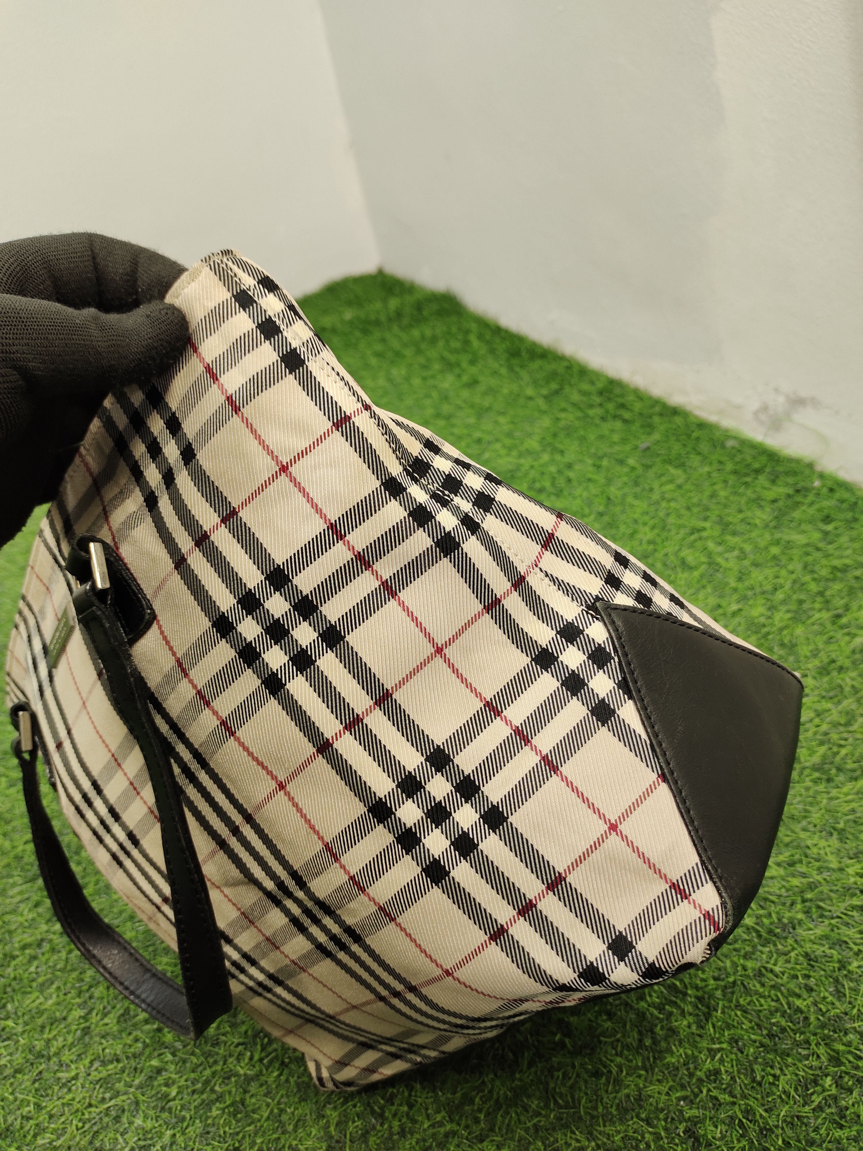 Burberry Burberry Blue Label Nova Check Cotton Mix Leather Tote Bag Size ONE SIZE - 9 Thumbnail