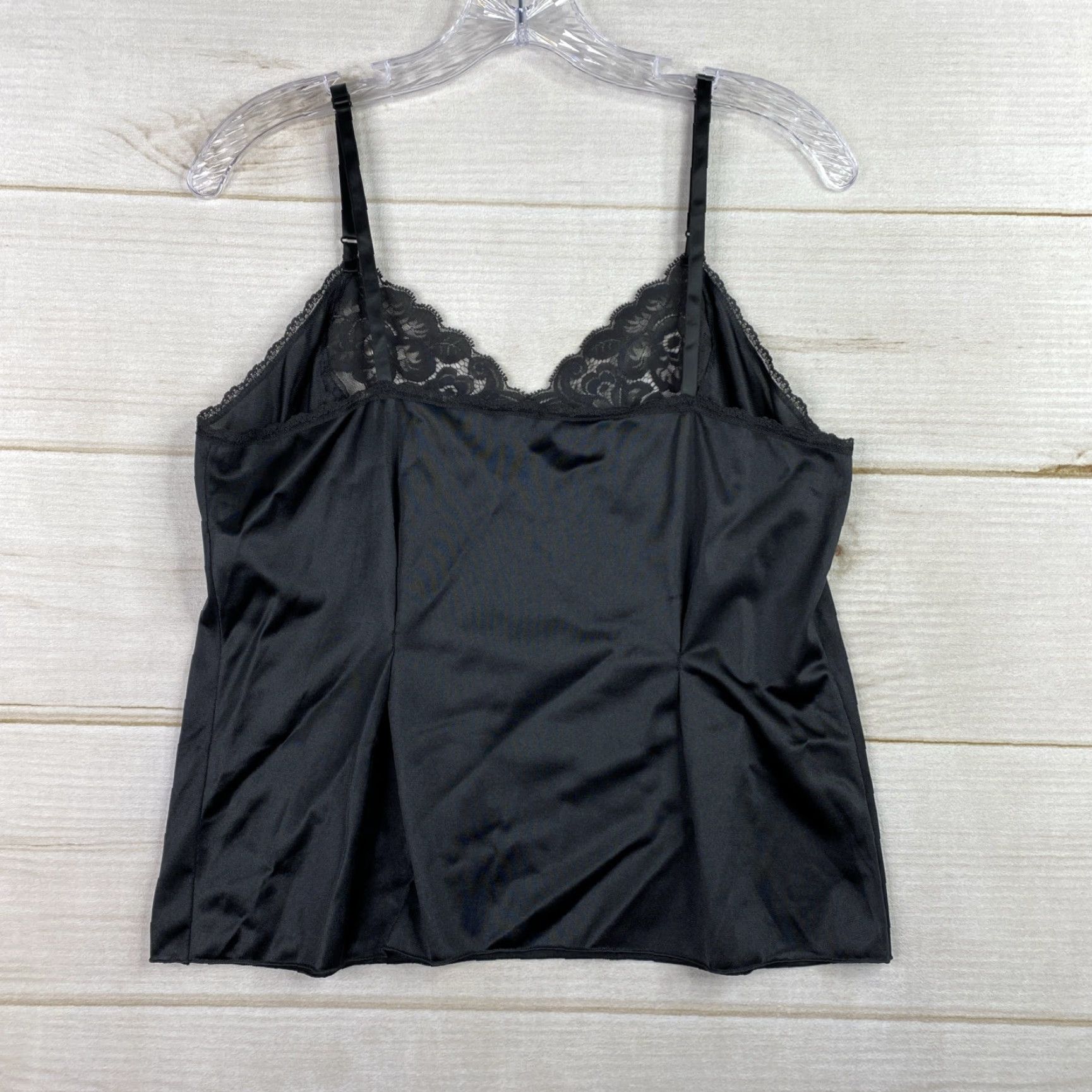 Vintage VINTAGE Vanity Fair Black Nylon Camisole Lace Trim Size 36 Pleats Shirt Womens Size ONE SIZE - 7 Thumbnail