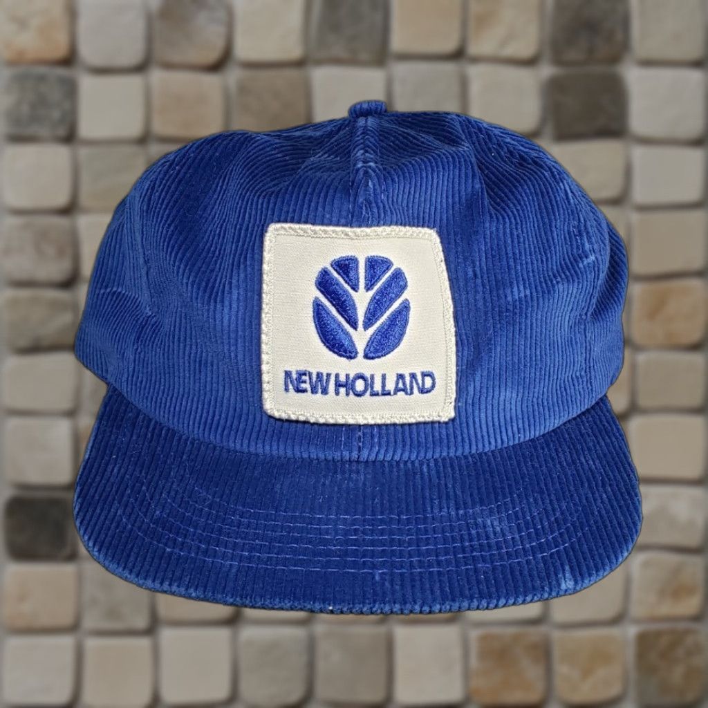 Vintage VTG New Holland Patch Blue Corduroy Snapback Hat Men Adjustable USA Size ONE SIZE - 1 Thumbnail
