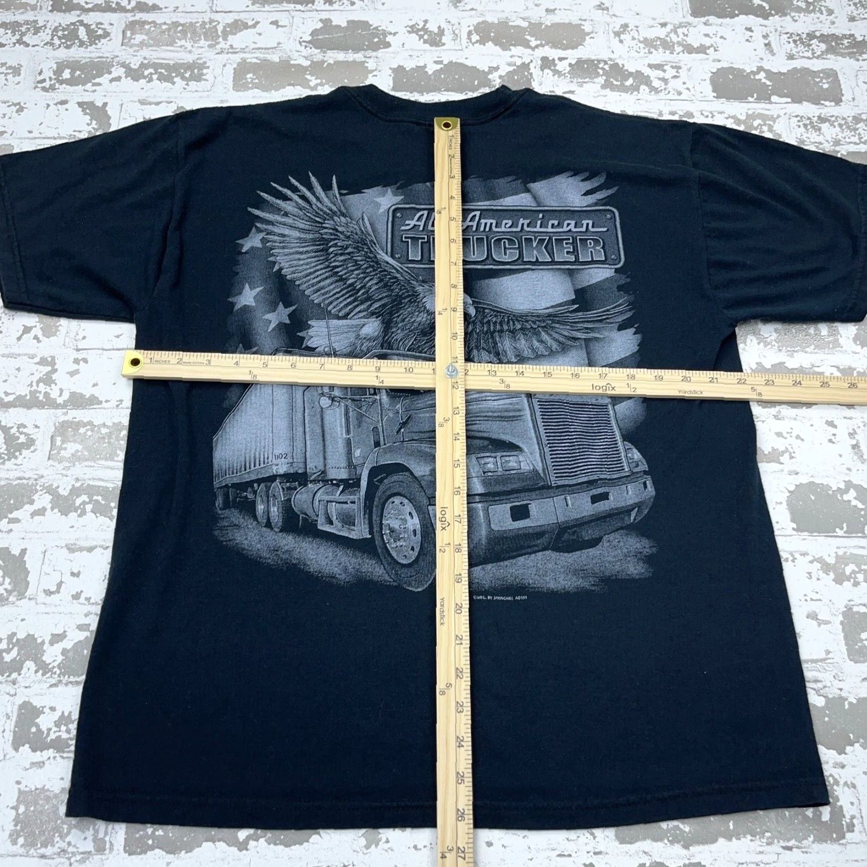 Jerzees VINTAGE Jerzees Trucking Shirt Men L Black Tee 80s Retro Graphic Print All American Trucker Eagle Size US L / EU 52-54 / 3 - 7 Thumbnail