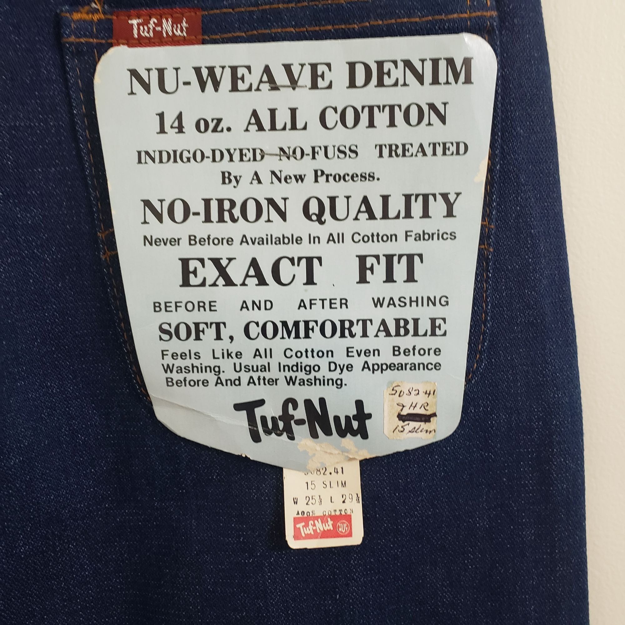 Other VTG 60s Tuf-Nut Nu-Weave Denim Jeans 15 Slim USA Made High W Size 29" - 2 Thumbnail