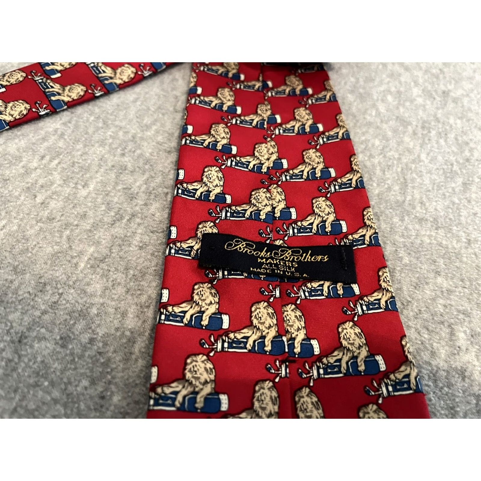 Brooks Brothers Brooks Brothers Silk Tie Golf Made in USA Red 59" Silk Tie Men Lions Golf Classic 57"-60" Size ONE SIZE - 3 Thumbnail