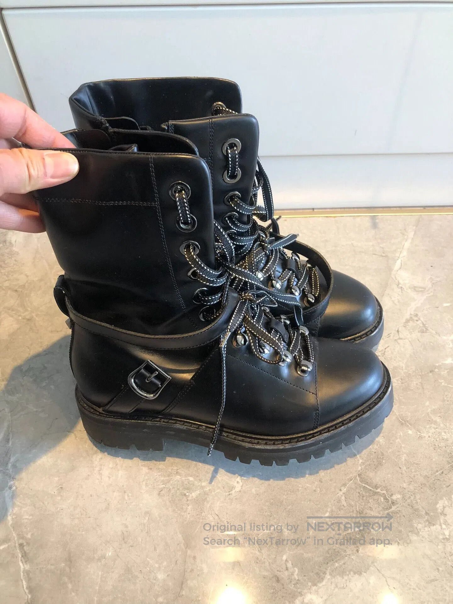 Valentino Black High-Top Martin Boots.