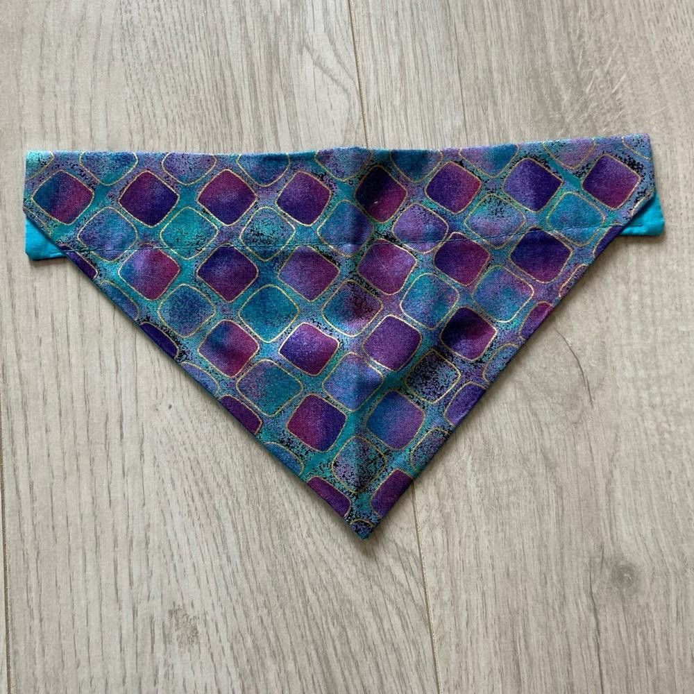 Designer Blue Patterned Dog Bandana Size ONE SIZE - 1 Thumbnail