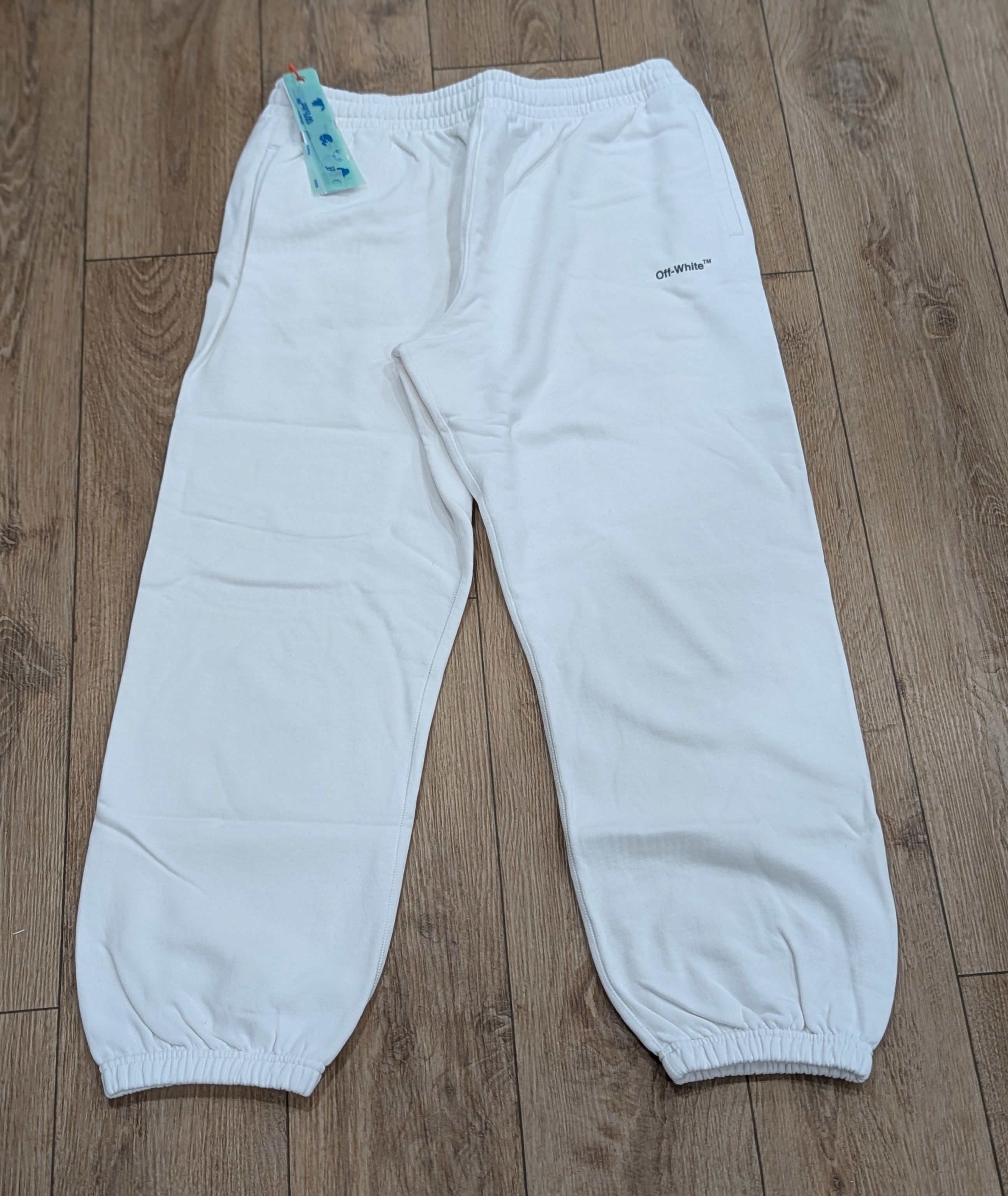 Off-White Off-White Diagonal Helvetica Jogger Pants White/Black Large Size US 33 - 1 Thumbnail