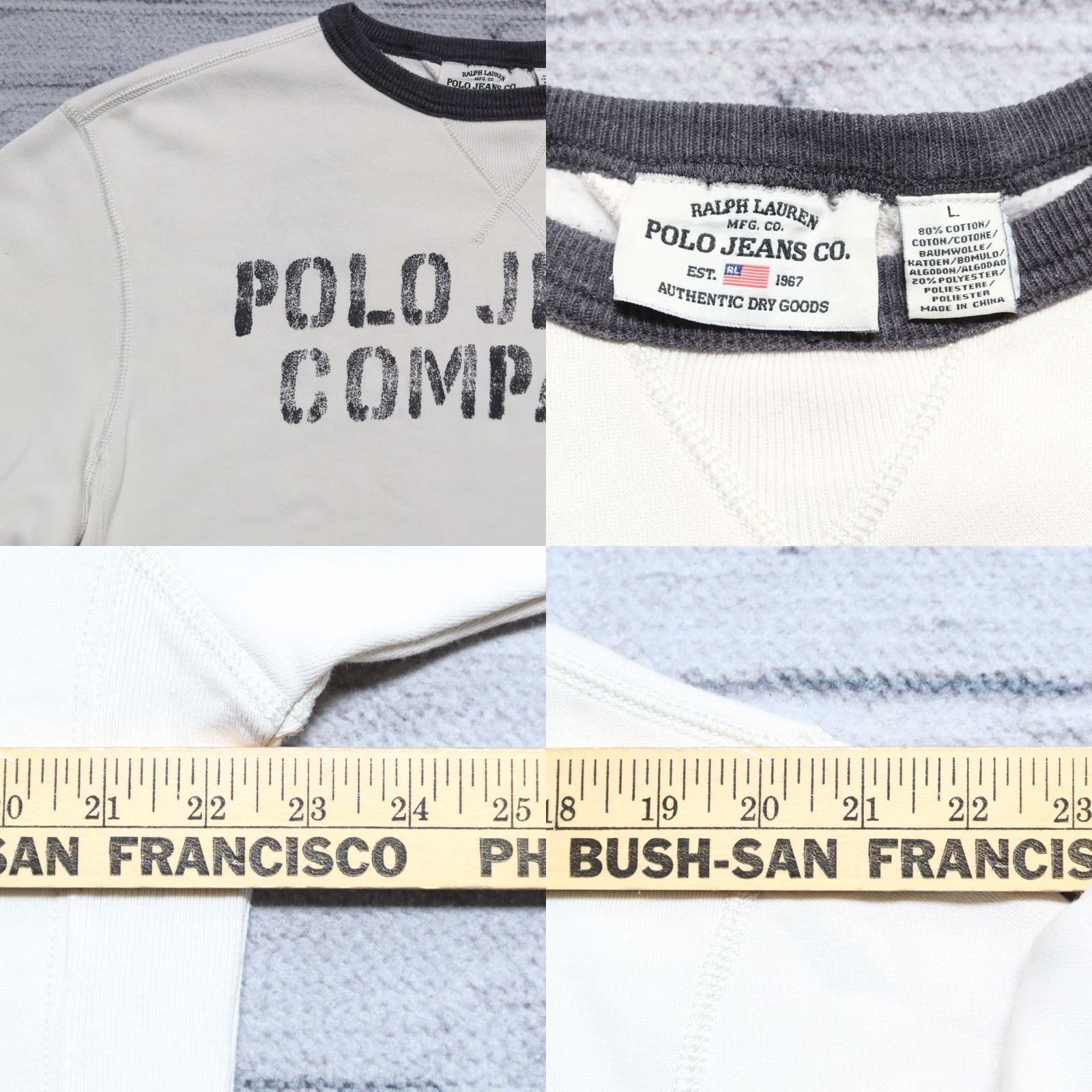 Vintage Vintage Polo Jeans Co Ralph Lauren Stencil Logo Crew Neck Sweatshirt L White Mens Size US L / EU 52-54 / 3 - 8 Thumbnail