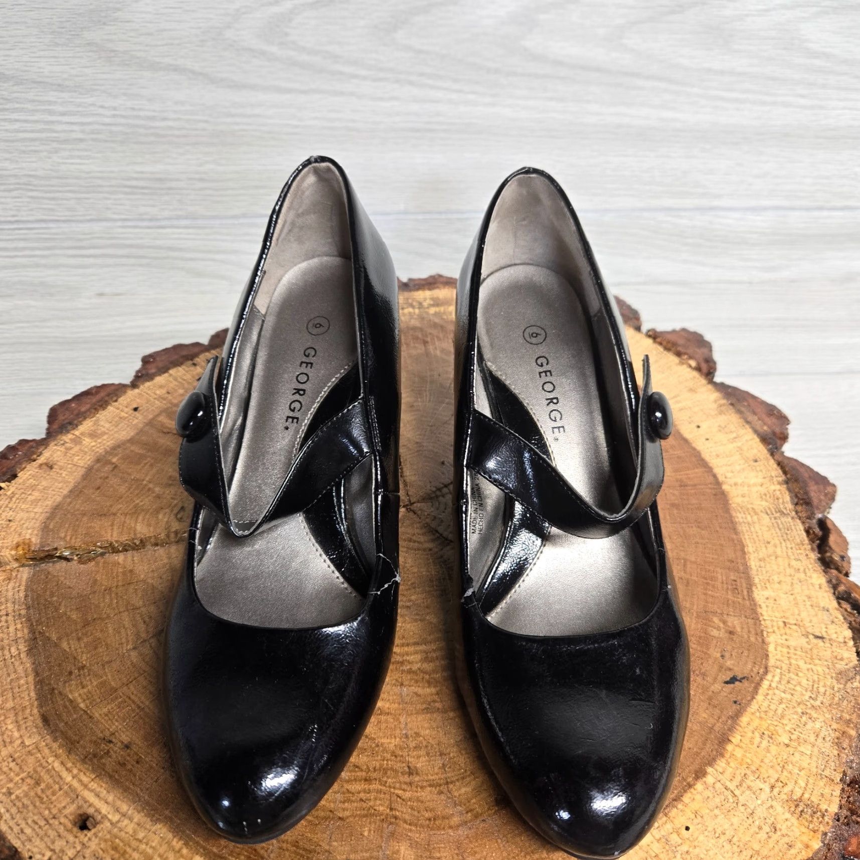 George George Pumps Heels Slip On Adult Women's Size 6 Black Stiletto Pump Shoe Formal 90s? Size US 6 / IT 36 - 3 Thumbnail