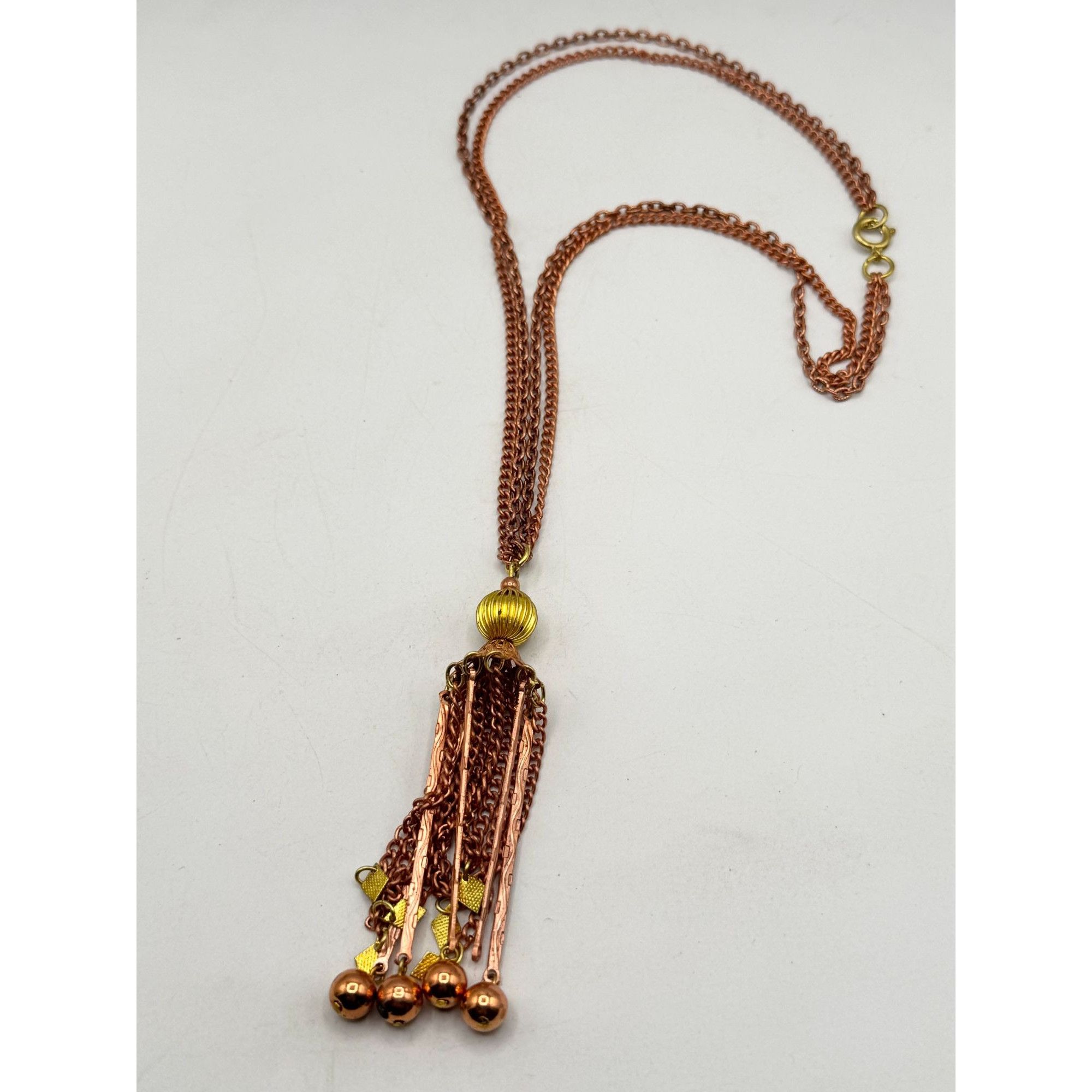 Vintage Two tone gold chain tassel pendant necklace Size ONE SIZE - 3 Thumbnail