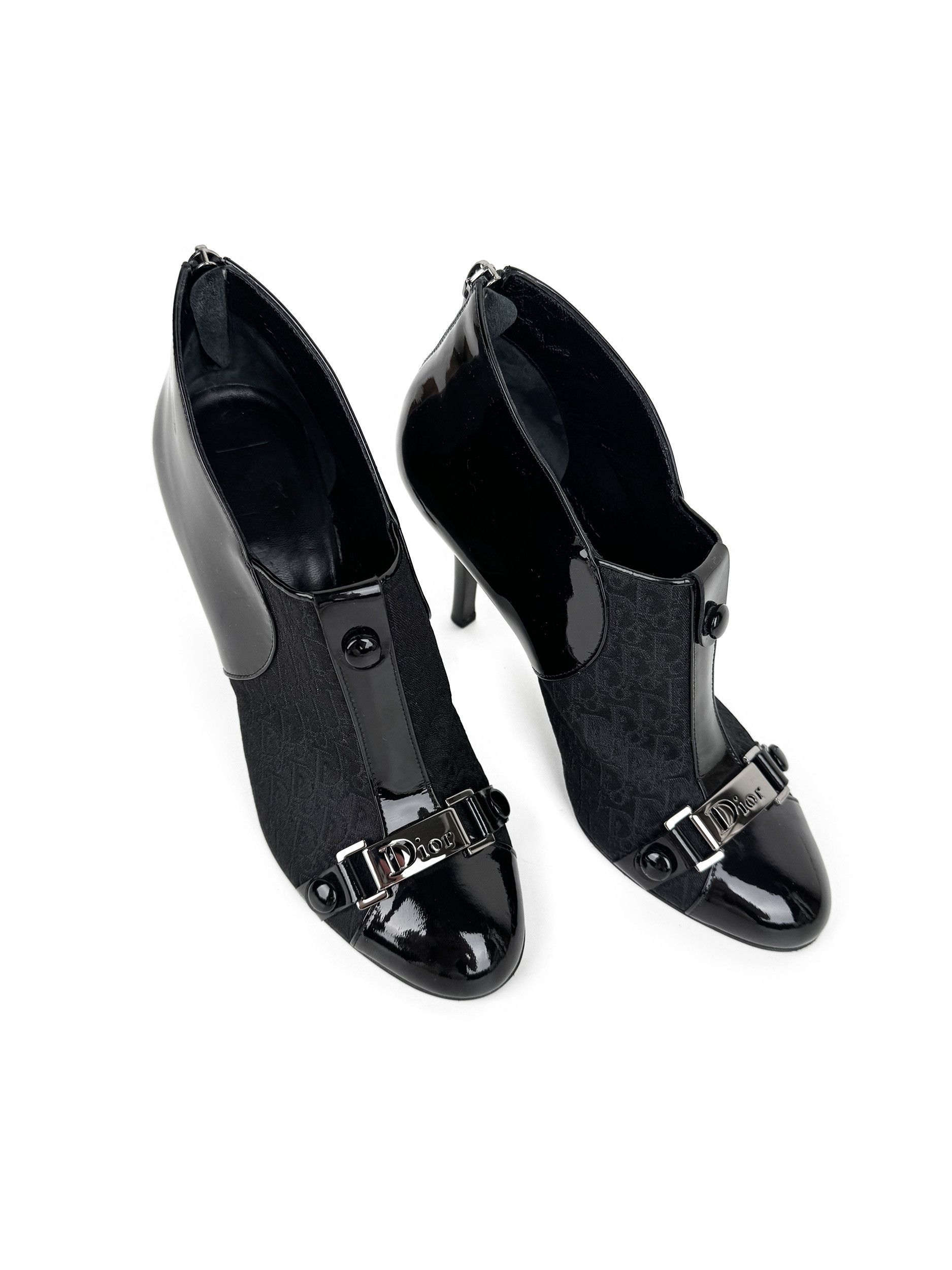 Dior Christian Dior Black Monogram Patent Leather Boots Heels Size US 8 / IT 38 - 8 Thumbnail