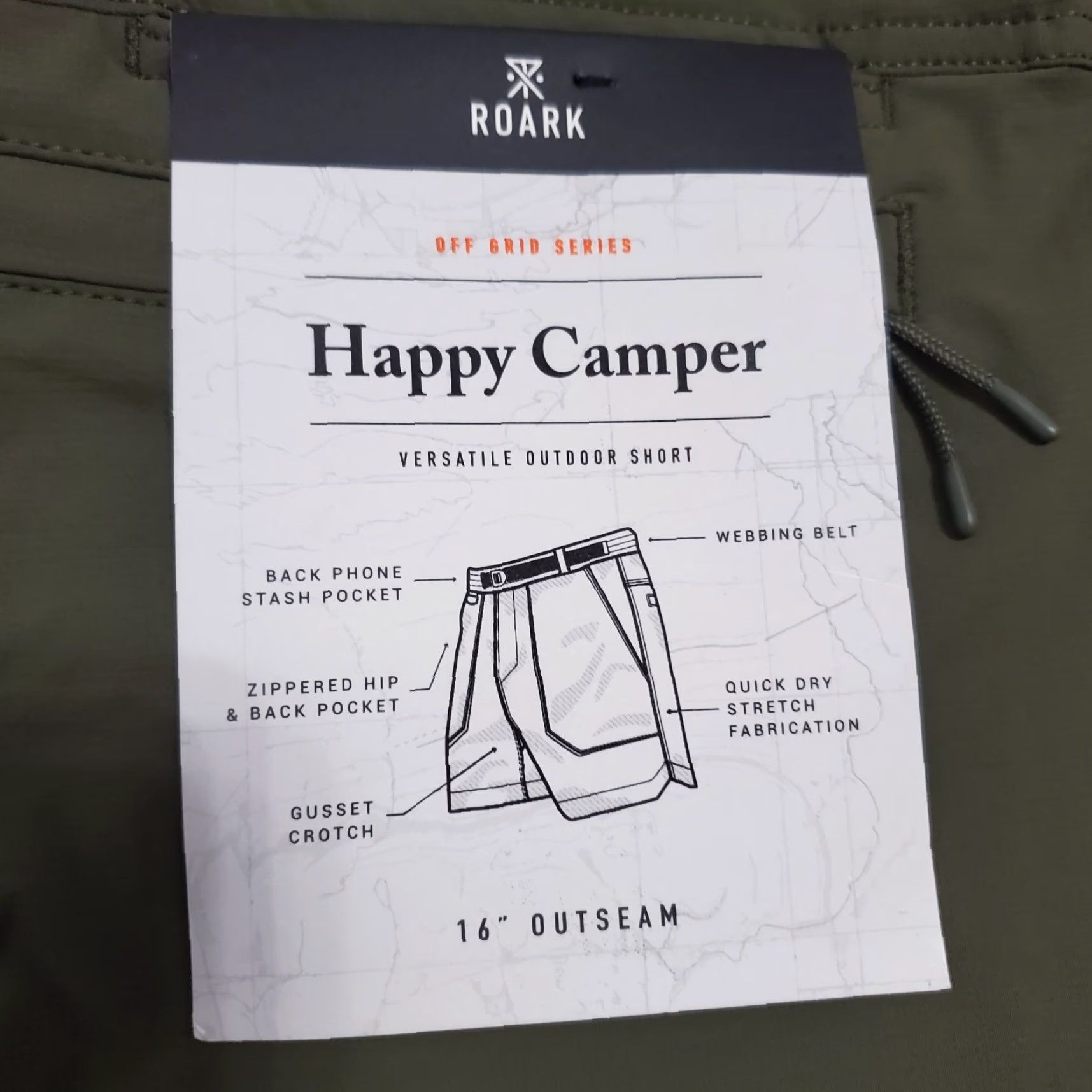 Roark Roark Happy Camper Shorts Men XXL Military Green 16” Outseam Outdoor Versatile Size US 39 - 3 Thumbnail