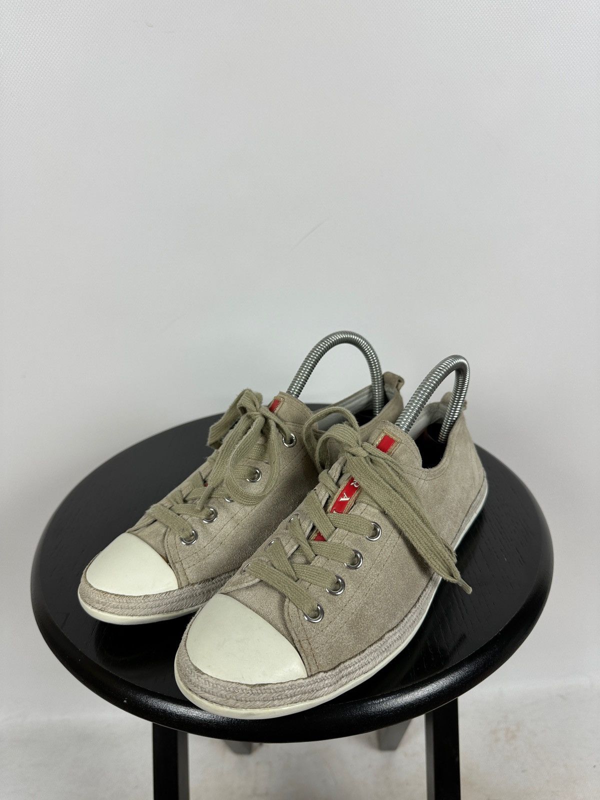 Prada Prada Suede Low Tops Red Tab Linea Rossa Trainers Sneakers Size US 8.5 / IT 38.5 - 3 Thumbnail