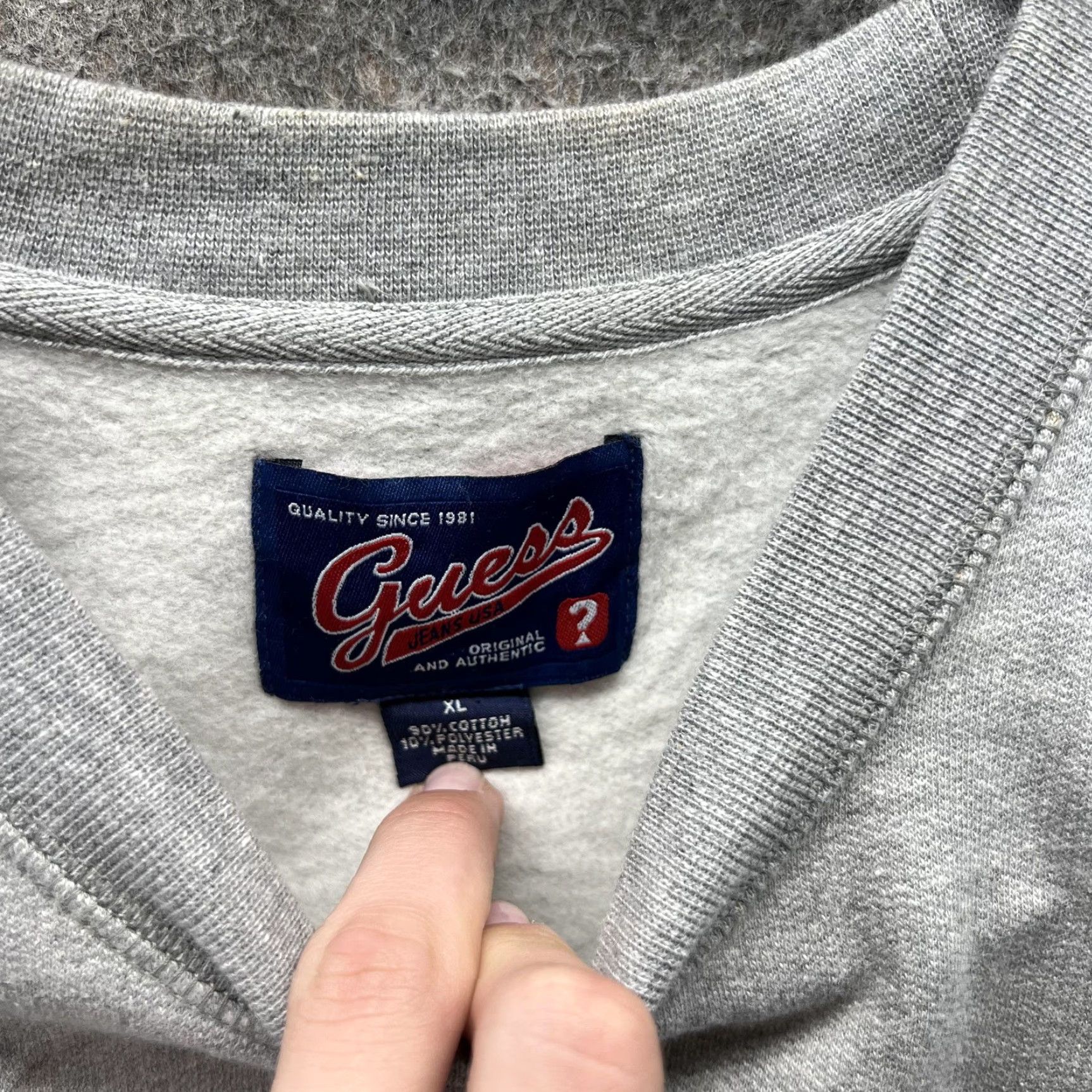 Guess GUESS Sweatshirt Mens XL Gray Logo Sleeve Crewneck Fleece Pullover Graphic Print Embroidered Tape Size US XL / EU 56 / 4 - 7 Thumbnail