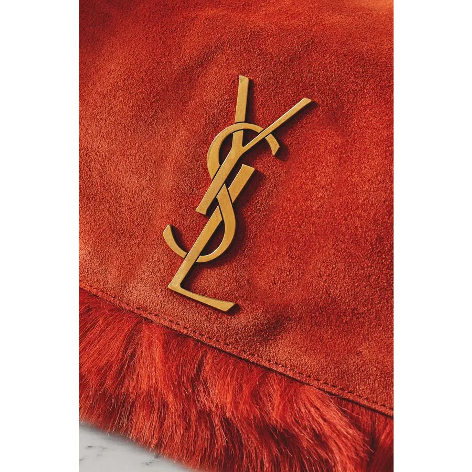 Yves Saint Laurent Saint Laurent Small Kate YSL Red Reversible Faux Fur Bag Size ONE SIZE - 9 Thumbnail