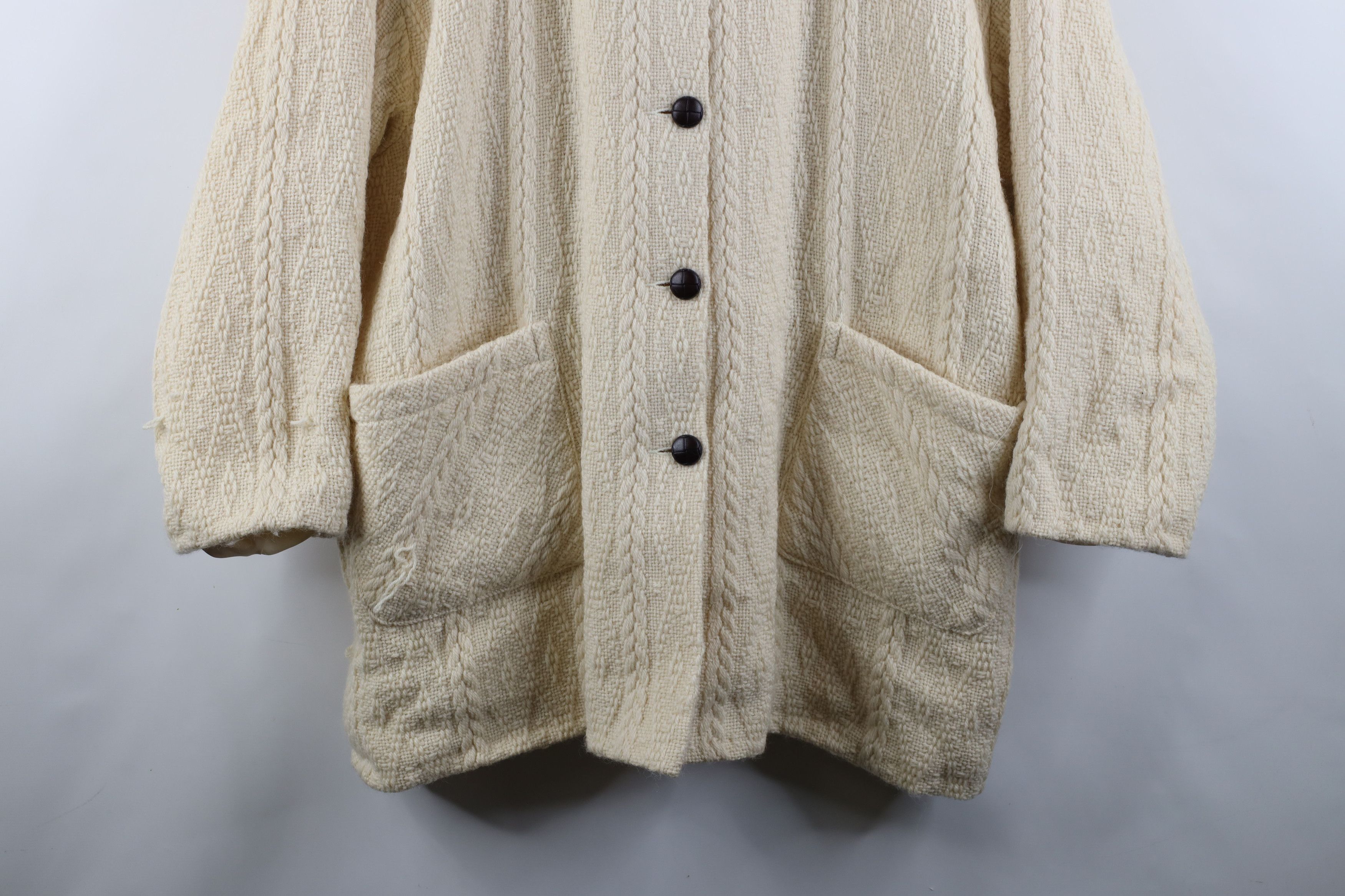 Vintage Vintage Streetwear Wool Fisherman Cable Knit Jacket Cream Size 3XL / US 20-22 - 3 Thumbnail